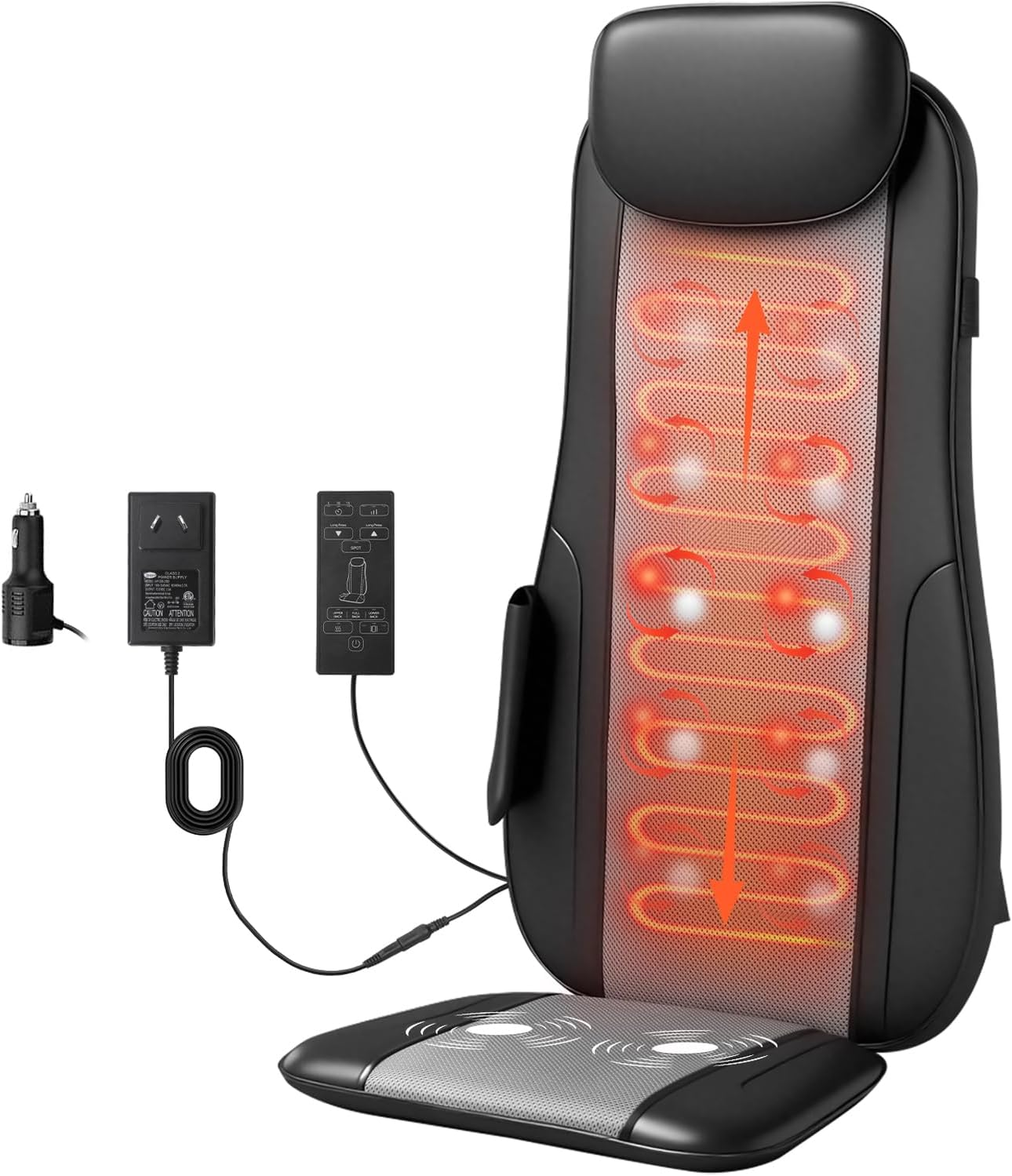 Shiatsu Back Massager Cushion with Heat, Massage Chair Pad with Height Adjustment, Full Back Kneading Shiatsu or Rolling Massage, Gifts for Men, Women image number 6