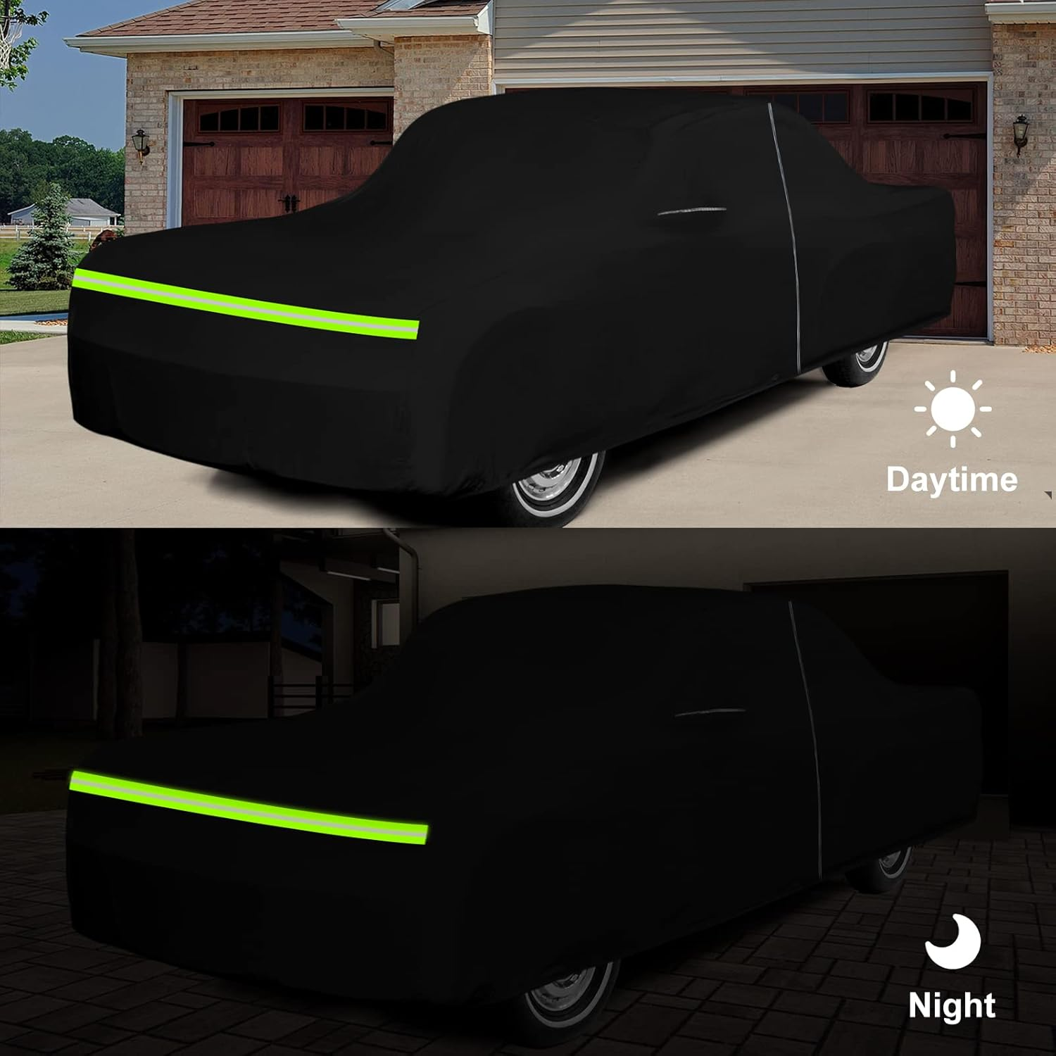 SAPUBK Waterproof Car Cover Compatible with Chevrolet Bel Air / 150/210 1950-1957 Sedan/Coupe/Hardtop 210T All Weather Classic Car Covers with Zipper Door for Snow Rain Protection, Black - 1961-1968 Continental image number 3