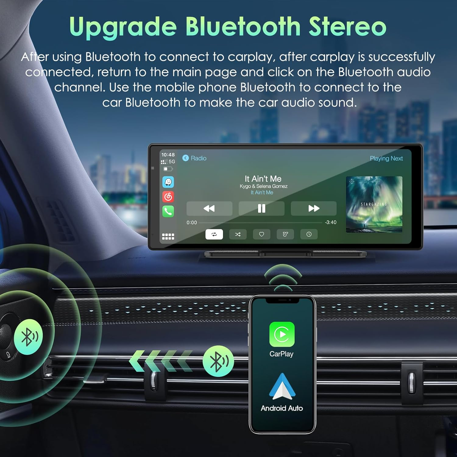 2025 9.26" Wireless Protable Carplay&Android Auto,Portable Carplay Box Screen GPS Navigation for Car, Carplay Screen for Car with Bluetooth, Airplay, AUX/FM, Siri for All Models