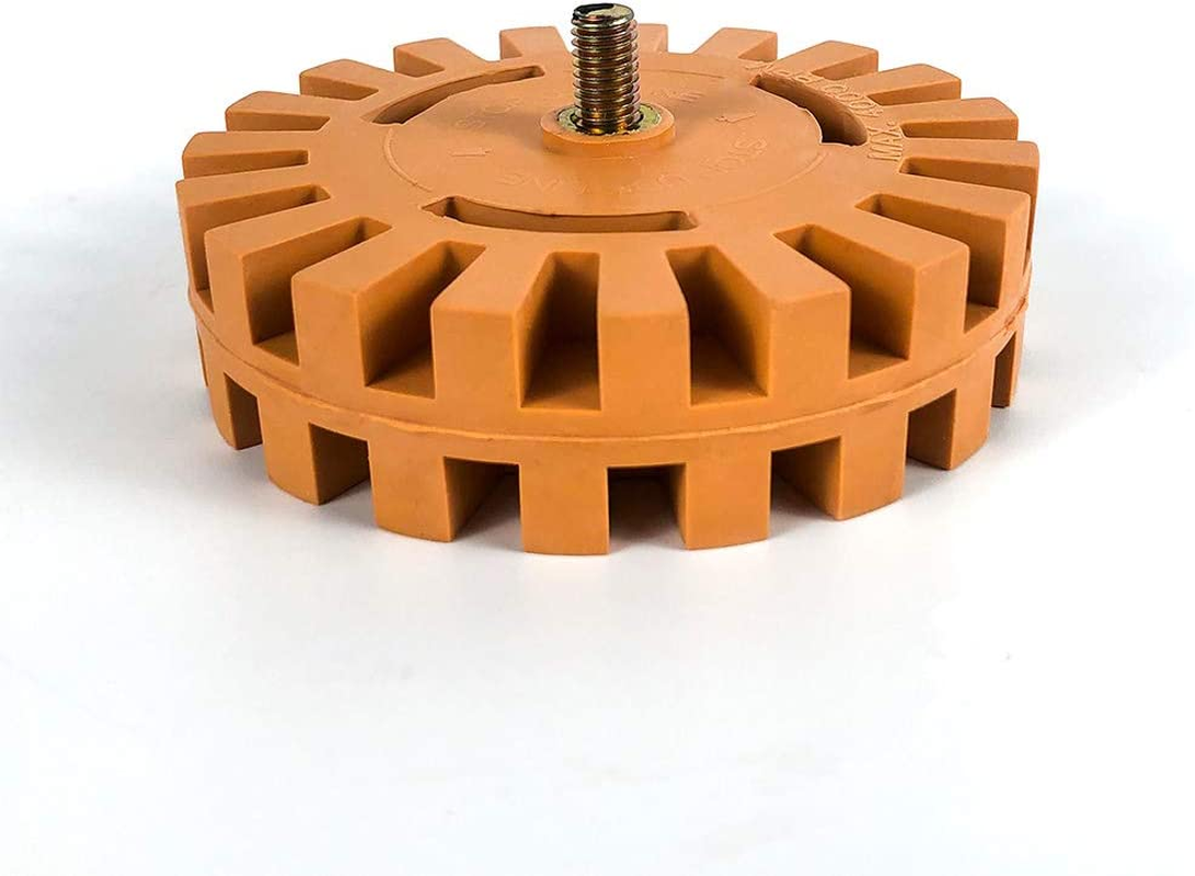 QWORK 10Cm Rubber Removal Eraser Wheel Tool Kit - Power Drill Attachment for Removing Stickers, Pinstripes, Adhesive Vinyl Decals from Cars, Windows, Trucks, Rvs, Boats