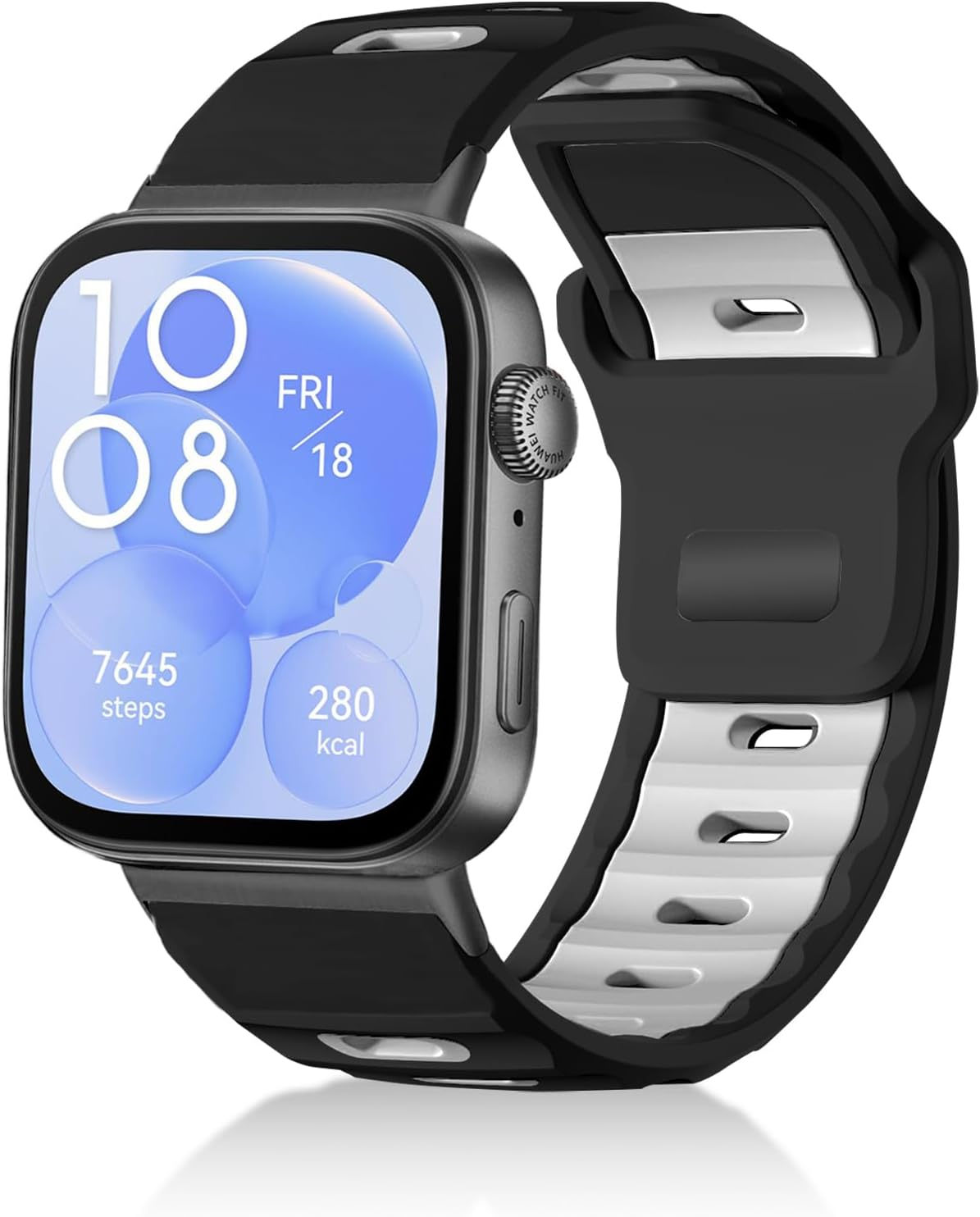 Chinbersky Silicone Marine Strap Compatible with Huawei Watch Fit 3/Fit4/Fit4 Pro Bracelet Men Women Durable Good Fit Waterproof Soft Sport Replacement Wristbands for Huawei Fit 3/4/4 Pro Bracelet