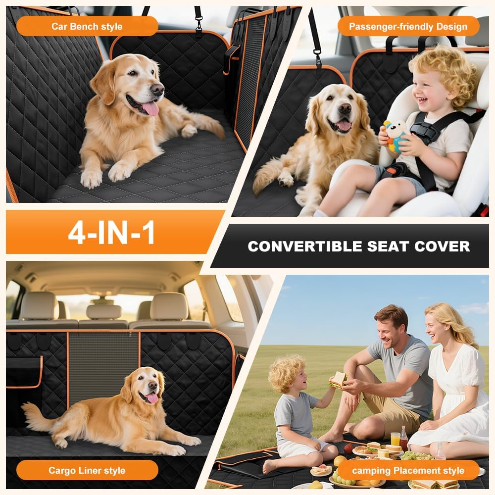 Dog Car Seat Cover,Large Space Back Seat Extender for Dogs,Waterproof Scratch Proof Nonslip Dog Hammock Soft Back Seat Covers with Mesh Visual Window & Side Flap for Cars Trucks and Suvs image number 1