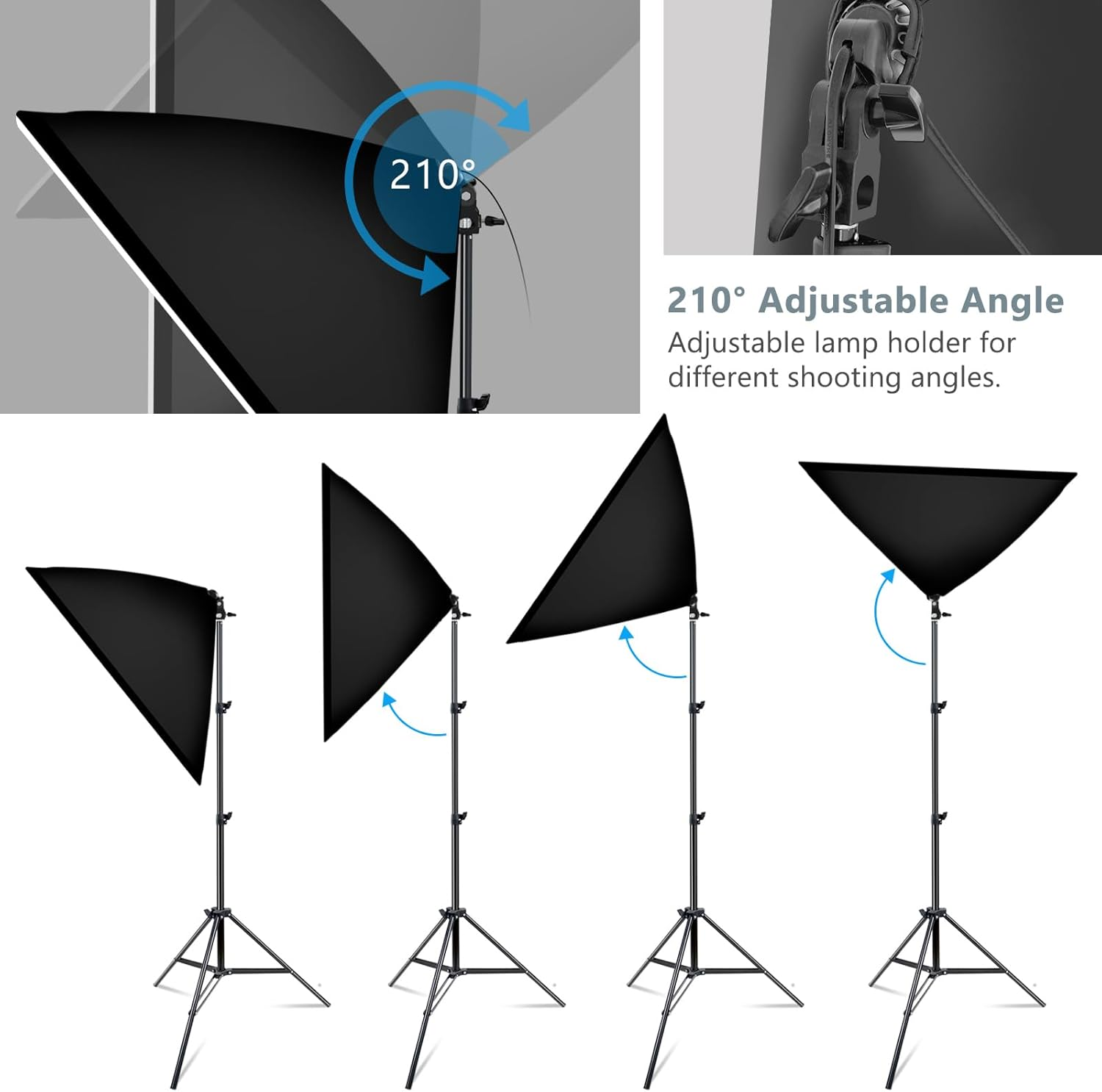 MSKIRA Softbox Lighting Kit Professional Photography 2X135W 5500K Soft Box Lights Continuous Lighting Equipment with Adjustable Light Stand & Carry Bag for Portrait Product Fashion Video Shooting image number 2