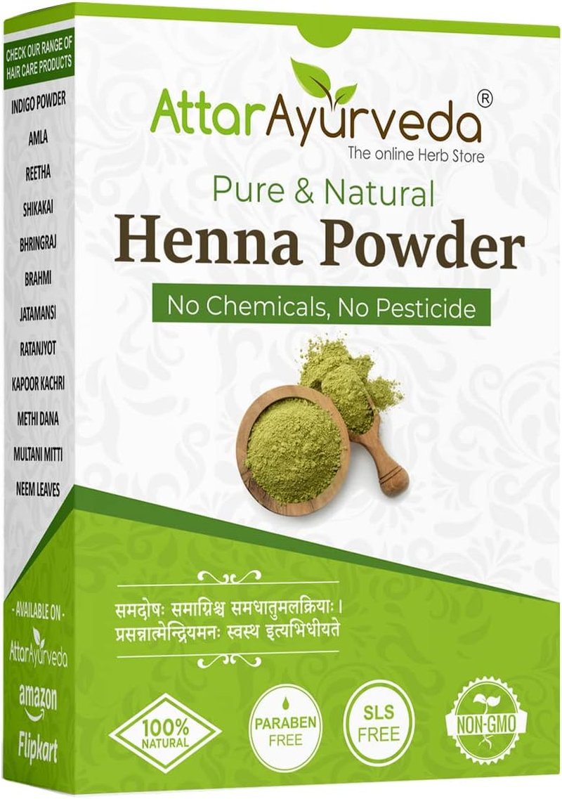 Attar Ayurveda Natural Dye for Black Hair (Henna Leaves Powder| Indigo Leaves Powder Combo Pack) (200 Grams + 200 Grams = 400 Grams Total) - 14 Ounce Pack 2