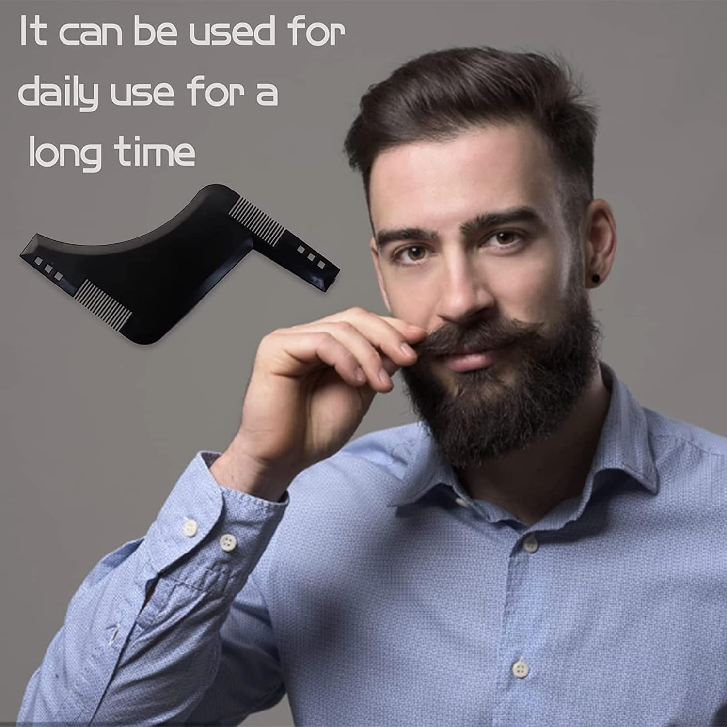 TAVVKE 2 Pack Beard Shaping Tool with Comb for Men - Create Perfect Symmetric Lines and Trim with Beard Trimmer Hair Clipper - Black*1 image number 7