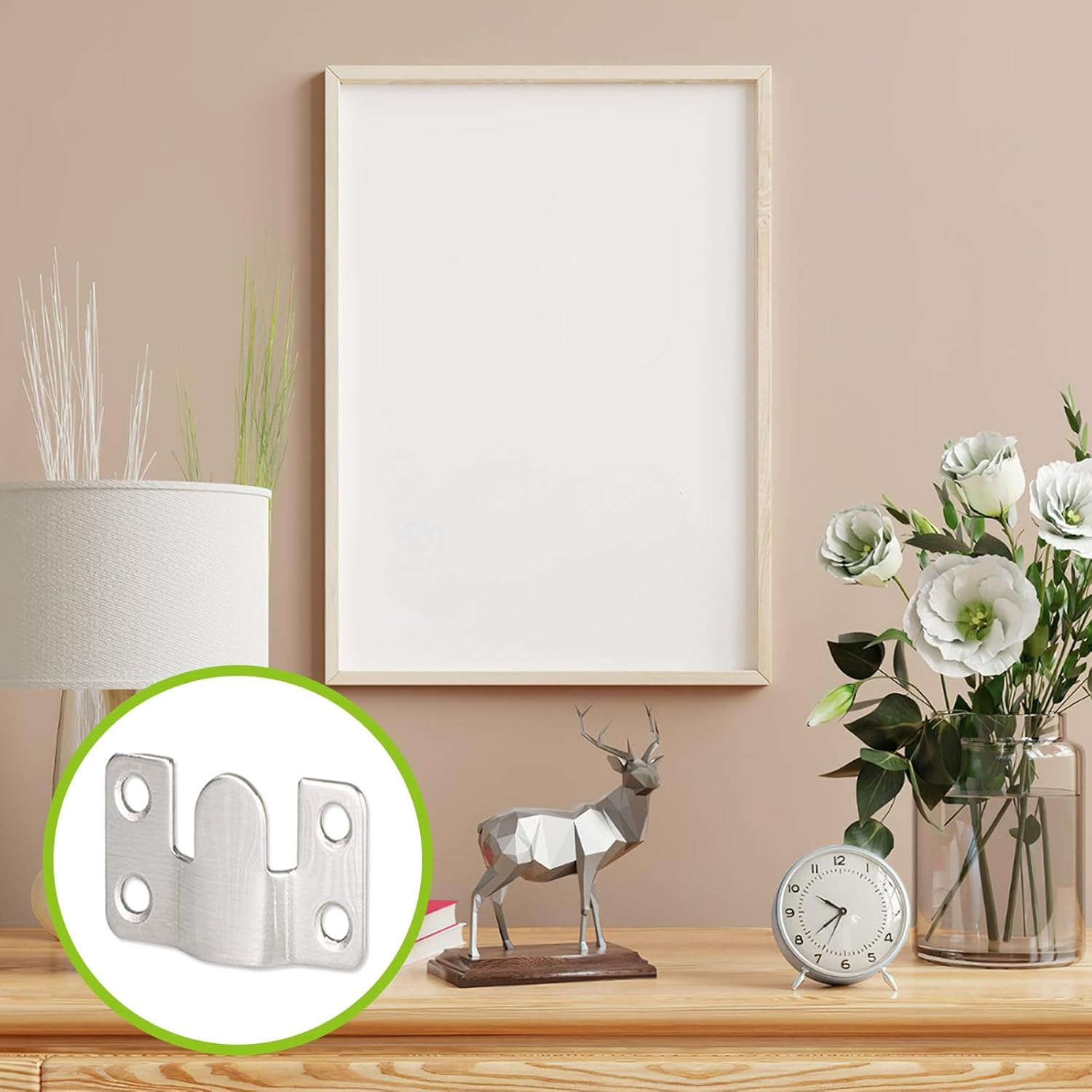 6 Pairs Flush Mount Bracket Heavy Duty Picture Hangers, 2.16 X 1.18 Inches Headboard Wall Mounting Brackets, Interlocking Photo Frame Hook image number 2