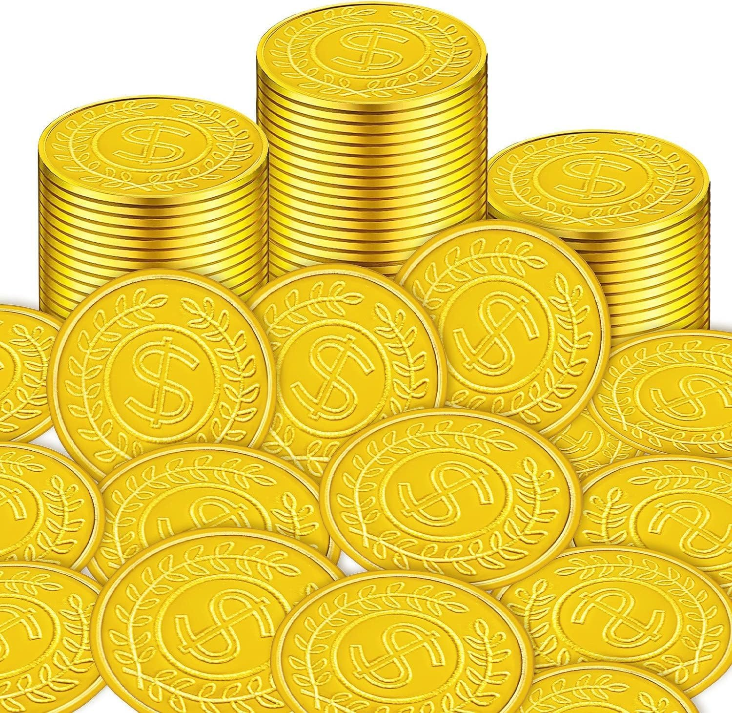 ZUJIACUN 100 PCS Plastic Pirate Coin Set - Treasure Hunt Party Essentials, Classroom Reward Gold Coins for Pirate Theme Events, Birthday Party Favors & Tiktok Trending Decorative Props (3.5Cm) image number 3
