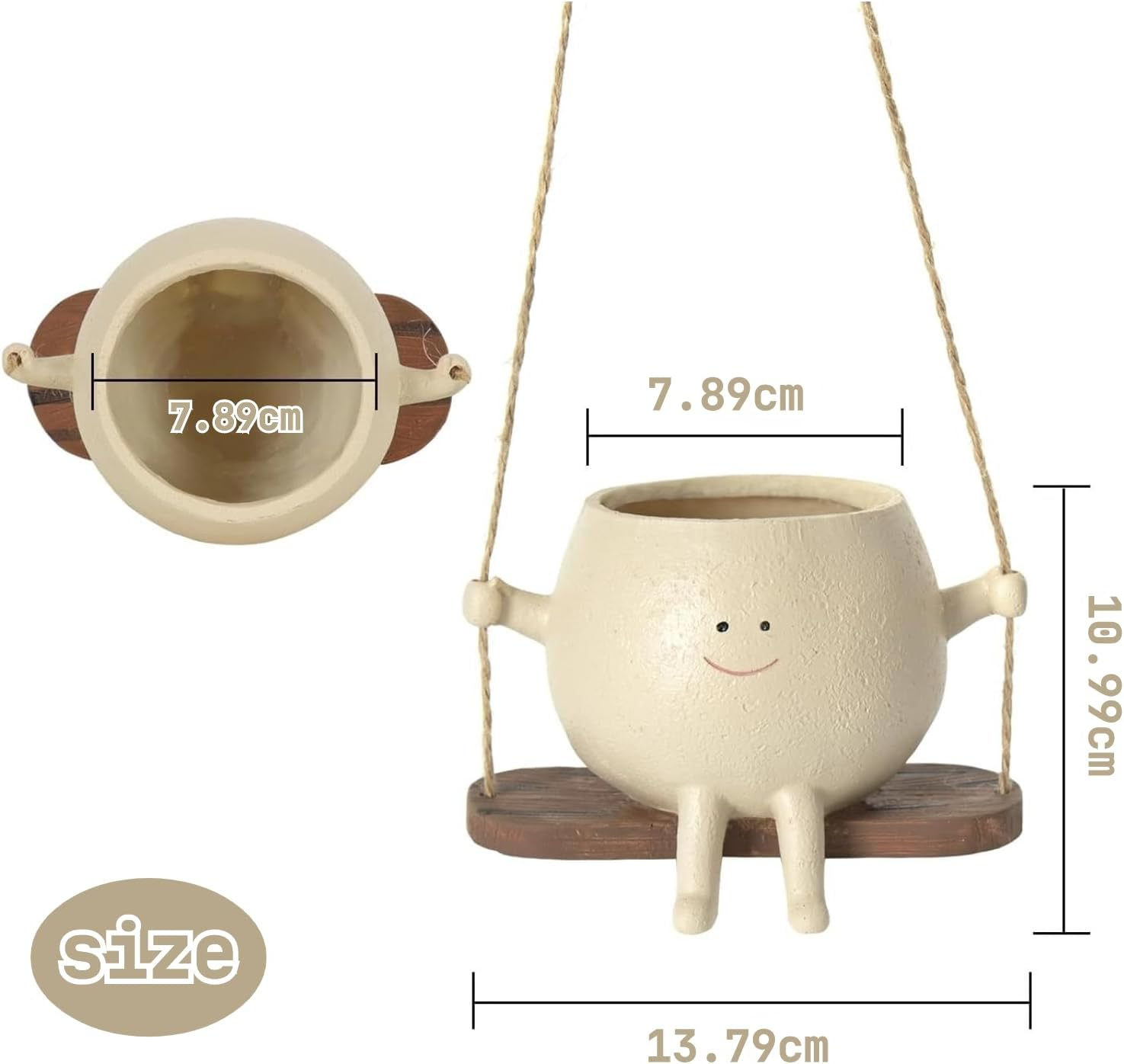 Hanging Planter for Succulent Pots,Resin Swing Face Plant Pot Indoor Outdoor Flower Pot Plant Holder (A) image number 4