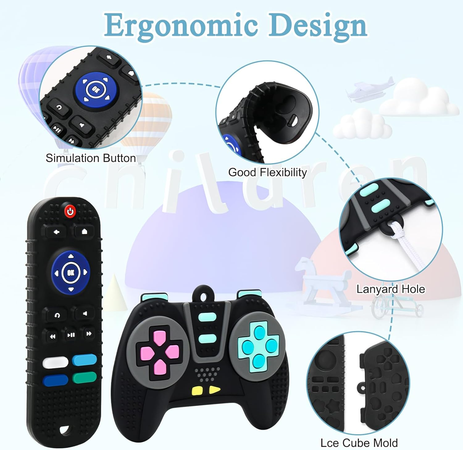 MR.TIMELAG Baby Teething Toys with Remote Control - 2 Pack Silicone Teethers for Infants 3+ Months, Bpa-Free Chew Toys with Textured Surface - Soothing Gum Relief for Newborns image number 2