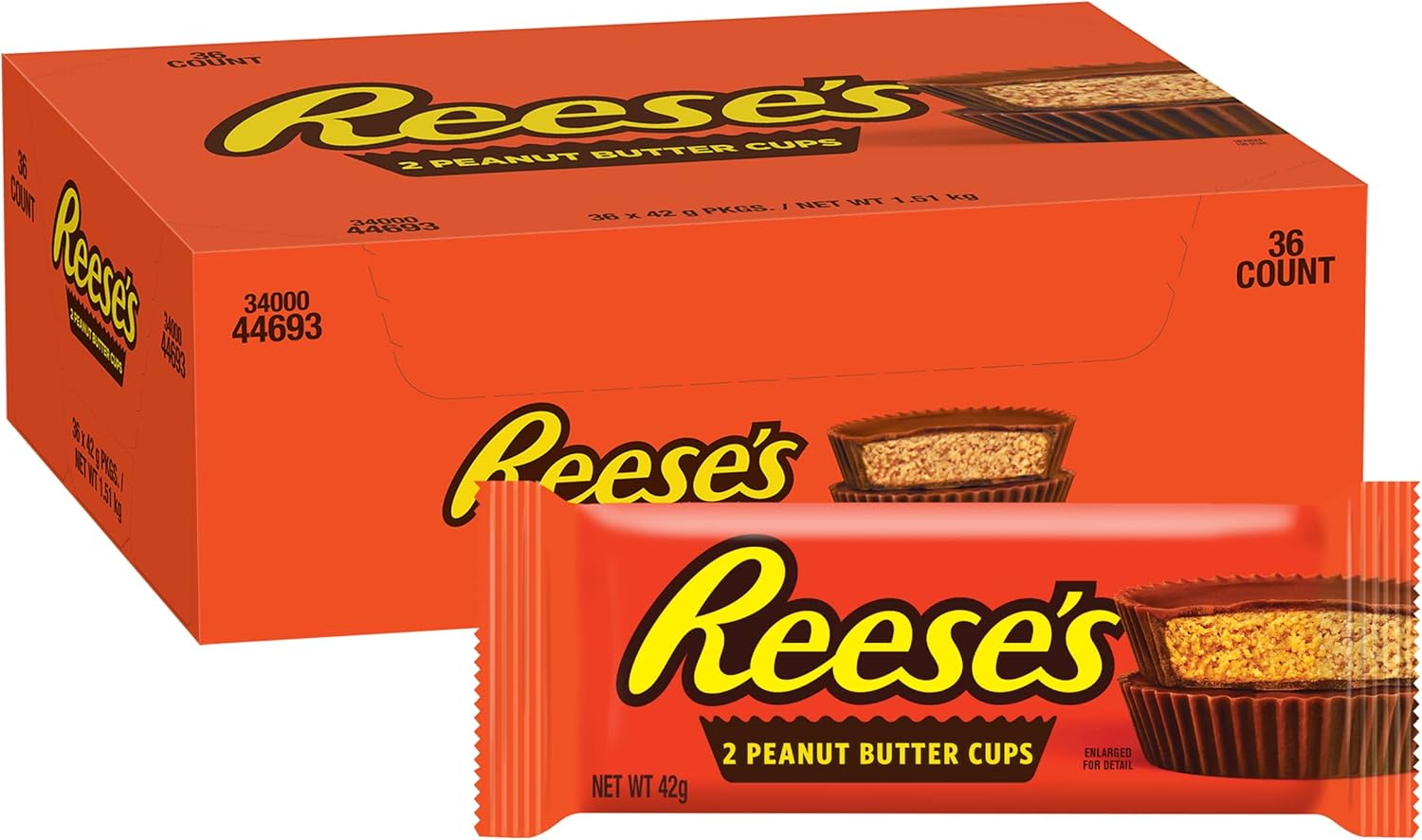 Reeses Peanut Butter Cup 42 G (Pack of 36) image number 1