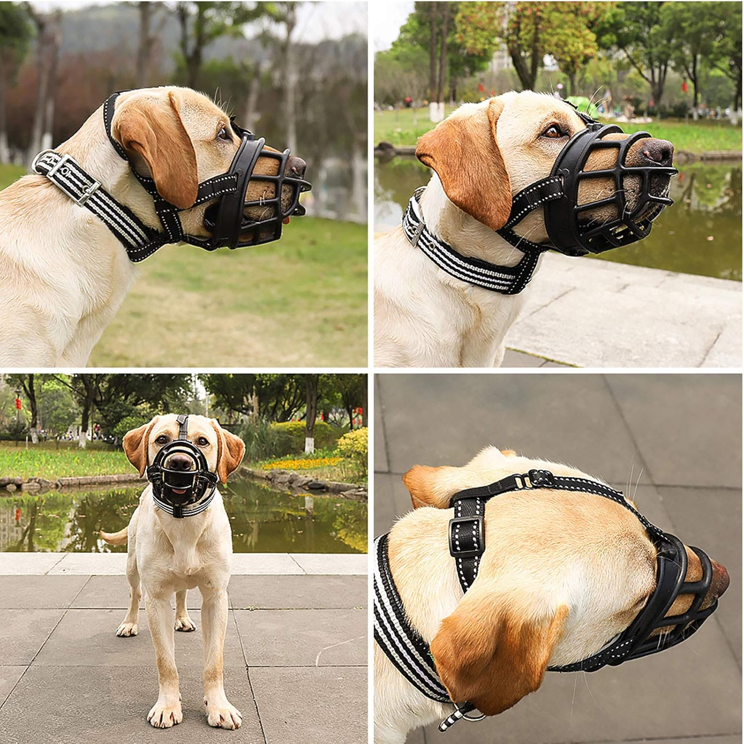 Dog Muzzle-Soft Basket Muzzle for Dogs Adjustable and Comfortable Secure Fit,Best to Prevent Biting,Chewing and Barking Head Snout 18.5-24'' image number 4