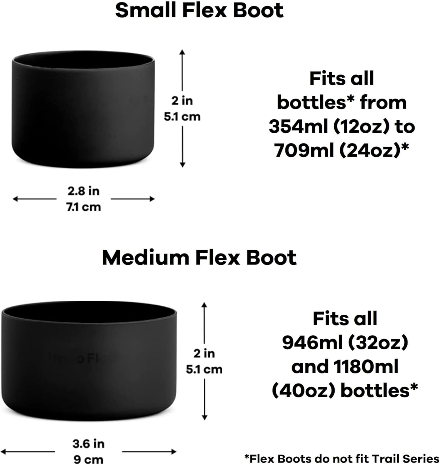 HYDRO FLASK - Silicone Flex Boot - Protective Silicone Sleeve Boot - Bpa-Free and Toxin-Free - anti Slip Bottom Sleeve Cover for 946Ml / 1,183Ml Bottles - Medium - Black