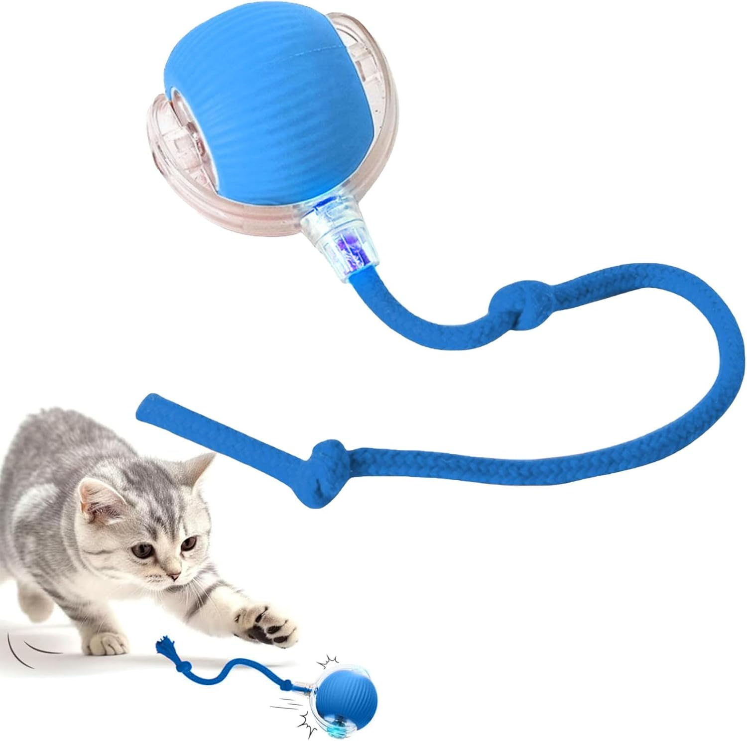 KIZCGE Cat Toys Ball, Interactive Cat Toy for Indoor Cats, 360&deg; Automatic Moving Cat Toy Ball, USB-C Rechargeable Kitten Toys (Red)