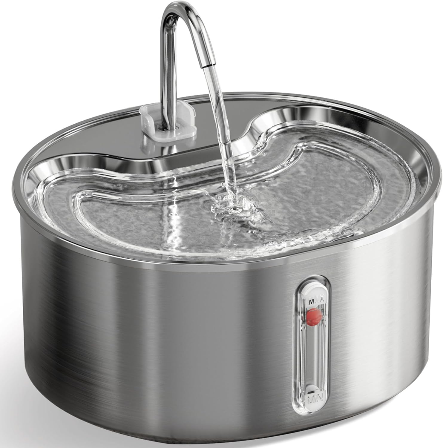 FUKUMARU Cat Water Fountain - Stainless Steel, 3.2L Cat Dispenser with Water Level Window, Low Decibel Indoor Cat Fountain for Small Dogs and Multiple Pets image number 1