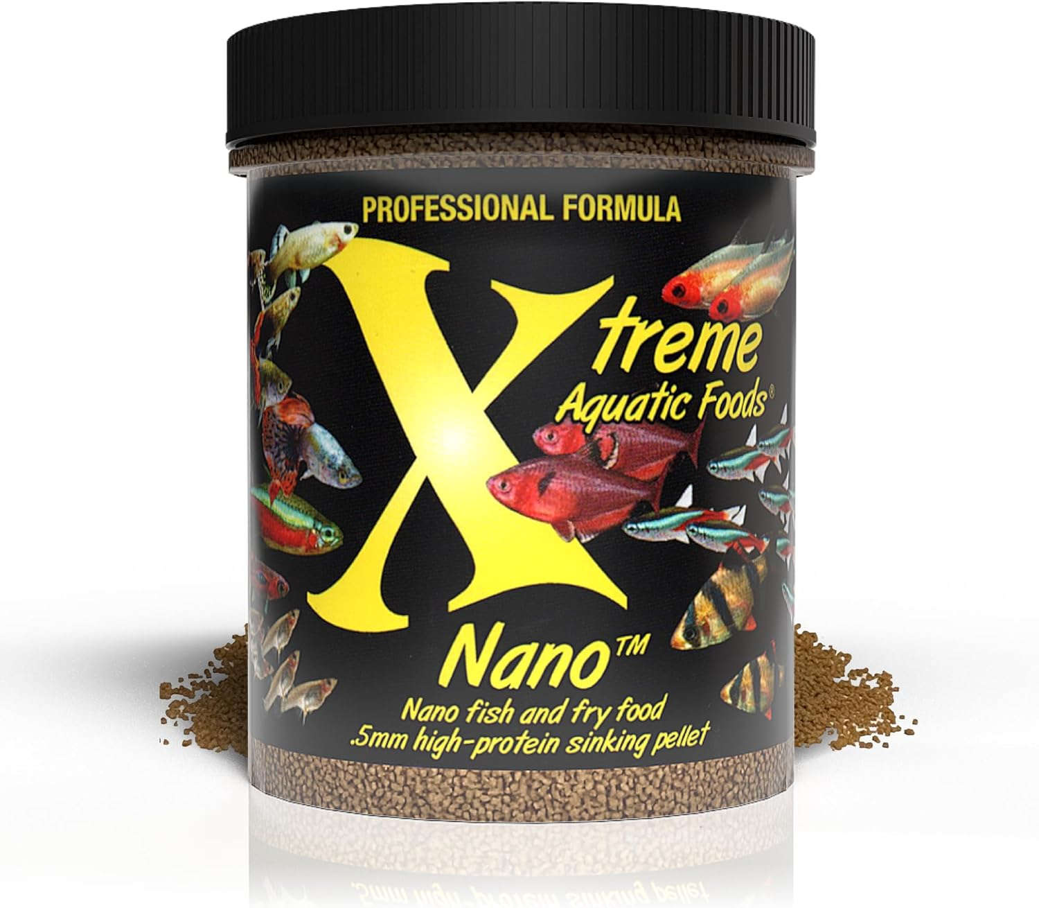 Xtreme Aquatic Food Nano 0.5Mm High-Protein Sinking Pellets for All Nano Fish and Fry 255 Grams (9Oz)