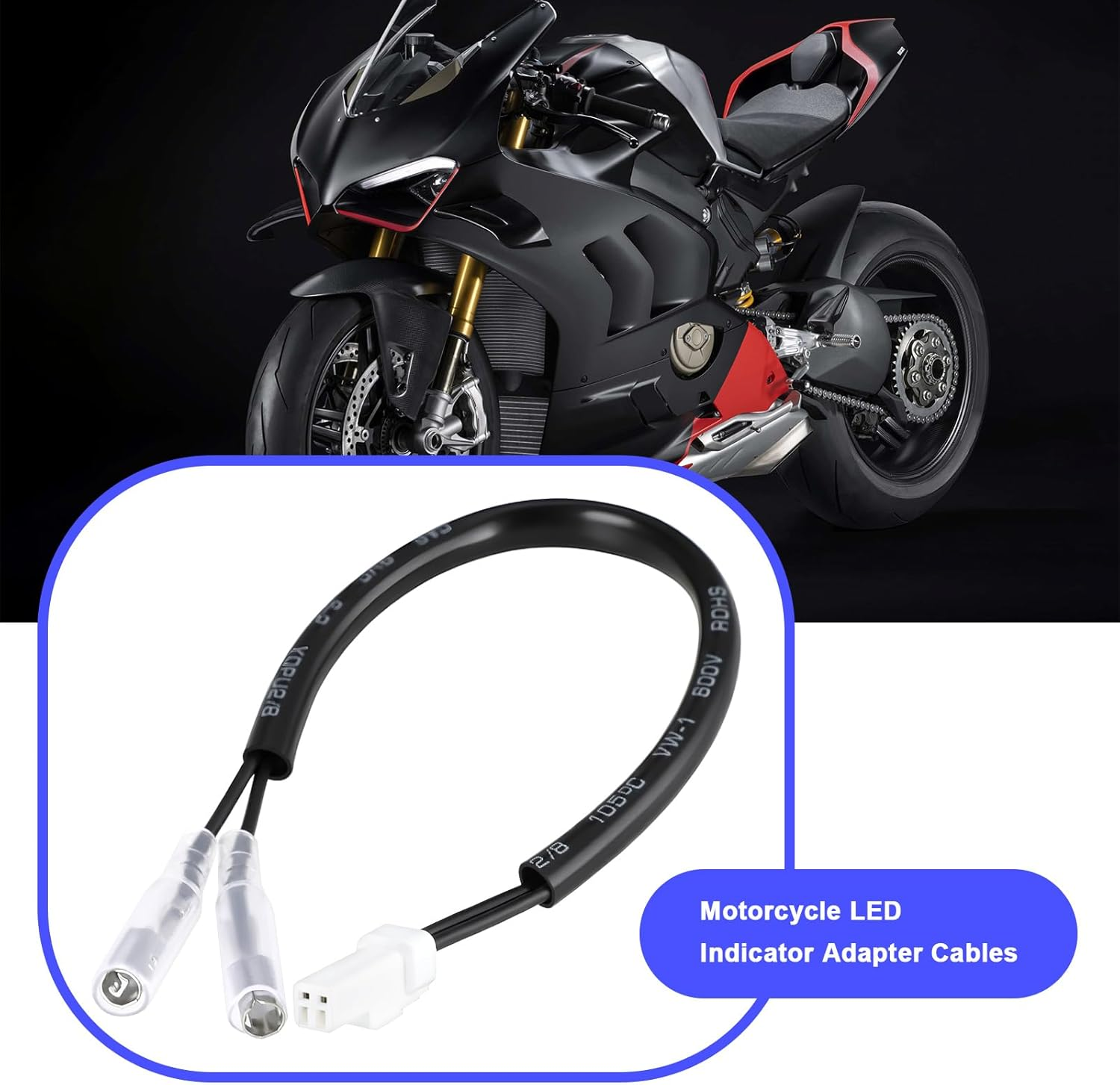 2Pcs Motorcycle LED Indicator Adapter Cable Harness Compatible with Ducati