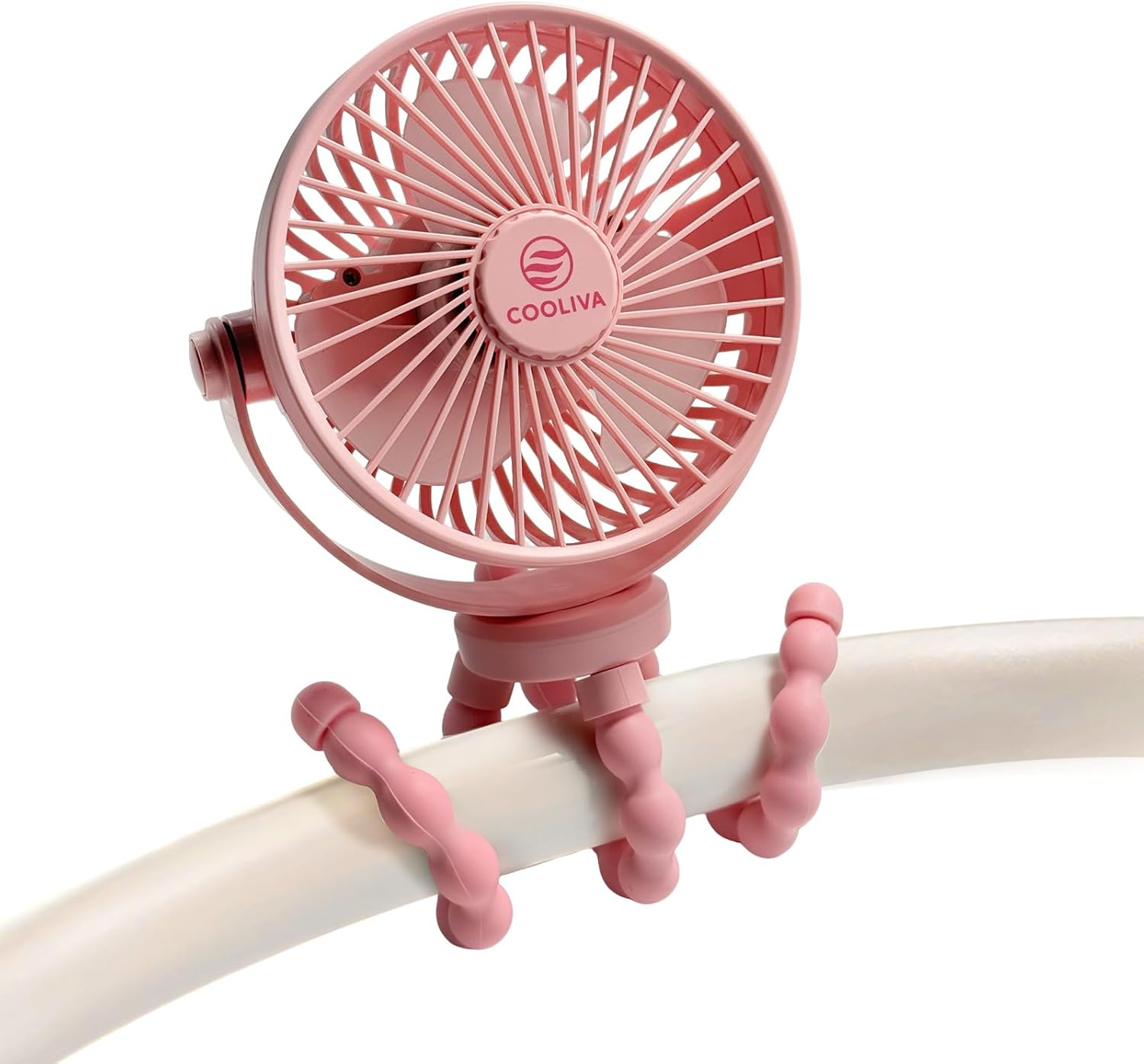 Portable Stroller Fan &ndash; 5000Mah USB-C Rechargeable, 15H Long Battery, Quiet&Baby-Safe Flexible Tripod, 360&deg; Adjustable Cooling for Pram, Nursery, Car Seat & Outdoor Travel (Cool Grey)