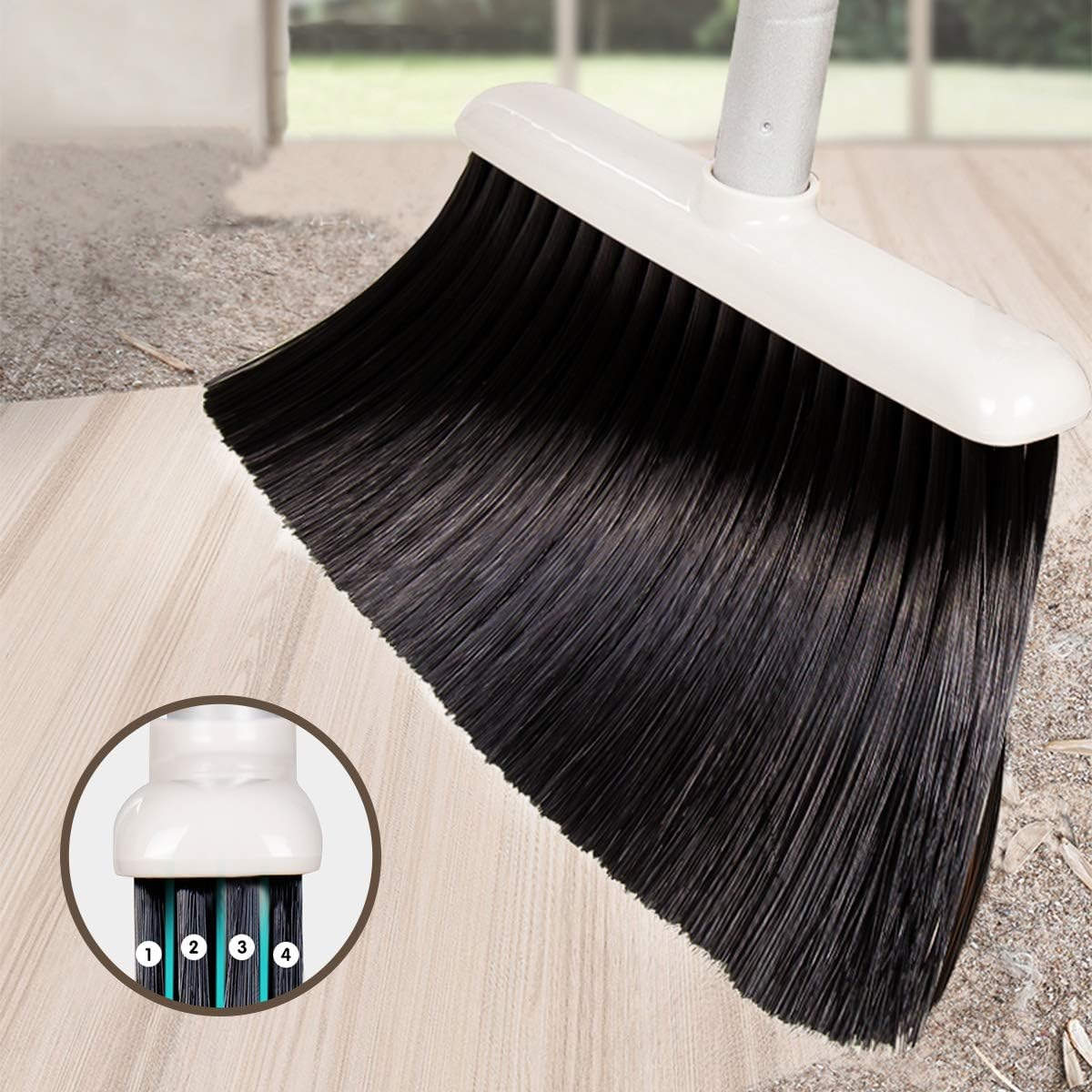 BOOMJOY Broom and Dustpan Set, Long Handle Stand up Store Indoor Outdoor for Home Kitchen with Broom Holder image number 2