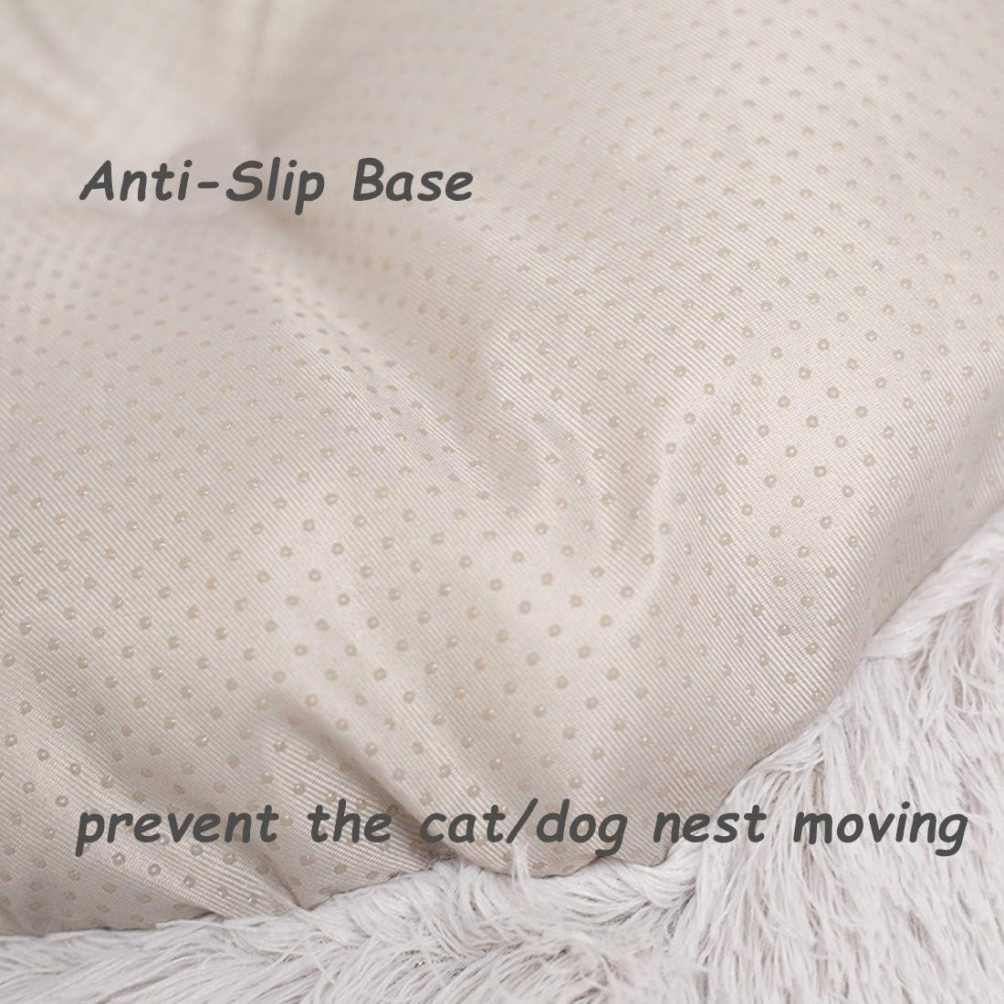 YUPPIE TONE Dog Bed, Cat Bed, Washable Fluffy Soft Plush round Doughnut Portable Sofa Bed Pet Bed - Beige 70 Cm image number 3