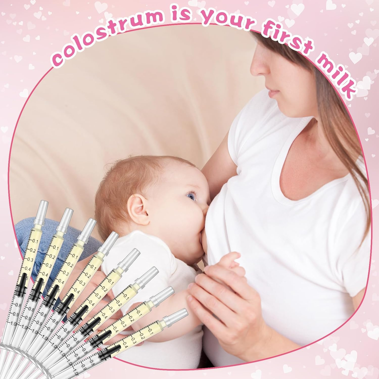 Colostrum Collection Kit - 50Pcs 1Ml Syringes with 4 Measuring Cups & Labels | Bpa-Free Breast Milk Collector for Harvesting & Storage | Essential for Antenatal Expressing & Breastfeeding