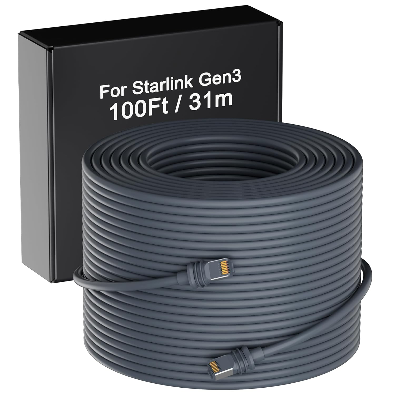 Starlink Cable Gen3 30M/100FT, CMX CMR Rated 26AWG Starlink Replacement Cable 2000Mbps, Starlink Rectangular Satellite Cable, Starlink Extension Cable, Starlink Ethernet Cable for Outdoor Indoor image number 5