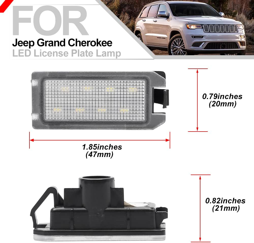 Nsautolighting 2Pcs LED License Plate Light Lamp Assembly for Jeep Grand Cherokee 2014-2020 Compass Patriot 2014 2015 2016 2017 Super Bright 6000K Xenon White Rear Tag Light Assembly