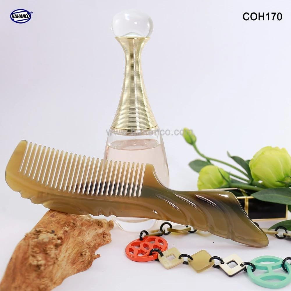 Koi Fish Shaped Natural Horn Hair Comb, Handmade Cow Horn Comb