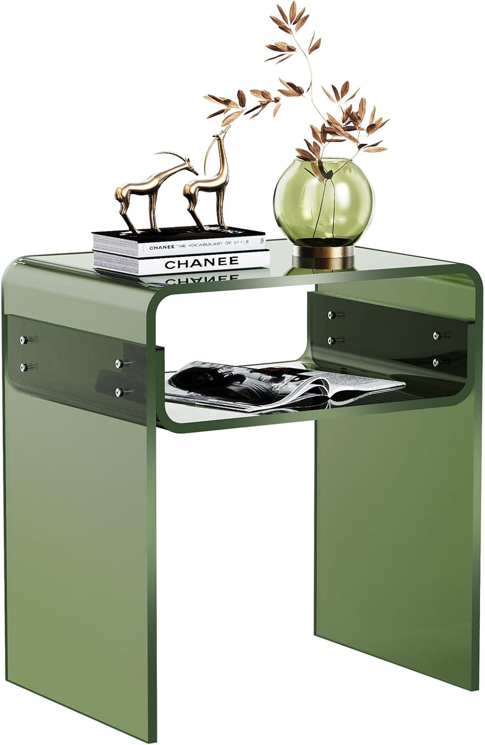 Solaround Acrylic Side Table, Clear Bedside Table for Bedroom Living Room, 40 X 30 X 50 Cm (Pink)