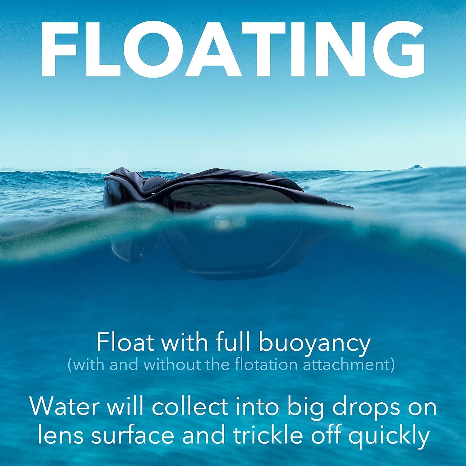 Platinum Sun Water Sport Sunglasses Floating Polarized Padded Convertible with Strap for Extreme Sports Jet Ski Goggles UV image number 2