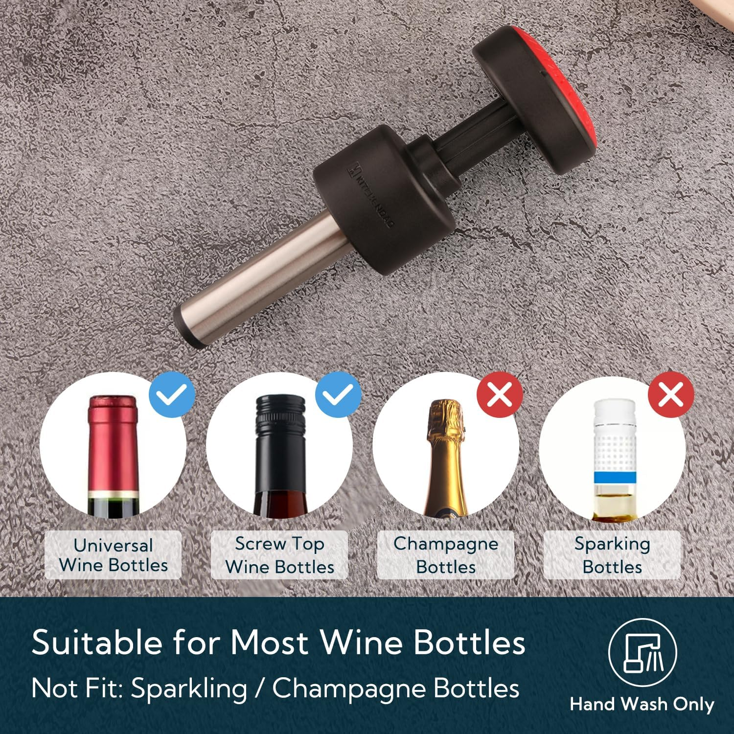 KITCHENDAO 2-In-1 Vacuum Wine Stopper, Built-In Wine Saver Pump with Date Marker, Reusable Wine Preserver, Wine Sealer Corks to Keep Fresh, Easy to Release, Set of 2 image number 3