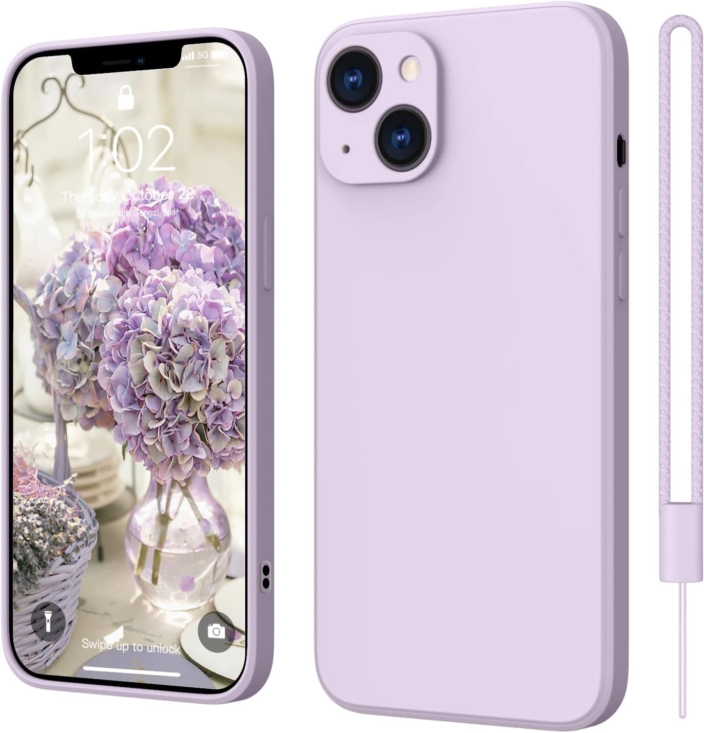 Elestbela Iphone 13 Case, Slim Silicone Case with Microfibre, Scratch-Resistant All-Round Protective Case for Iphone 13 6.1 Inch Matte Black