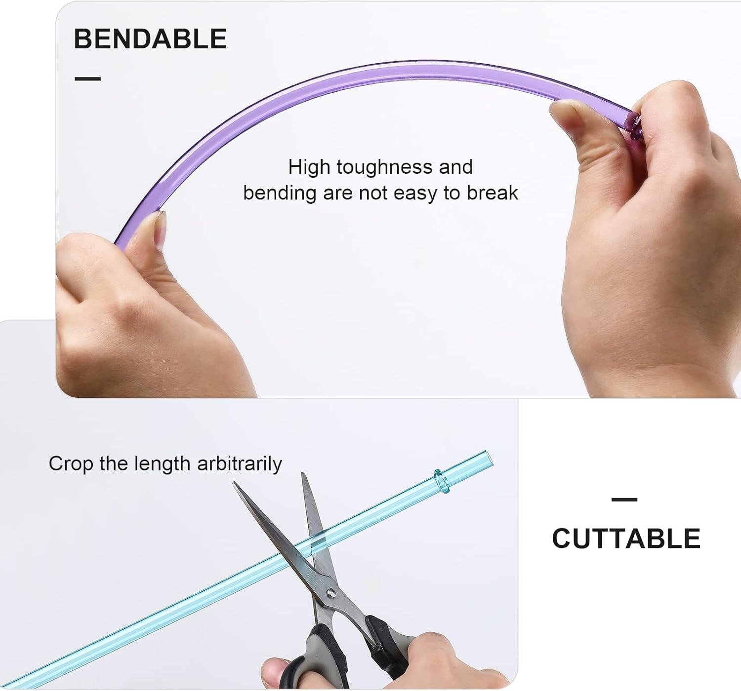 24 PCS, Reusable Straws with 4 Brushes, 10.5" Long Tritan Hard Plastic Straws, 12 Colors Translucent Replacement Drinking for 16OZ-32 OZ Tumblers, Cups, Jars, Stanley, YETI, Starbucks, BPA Free image number 5