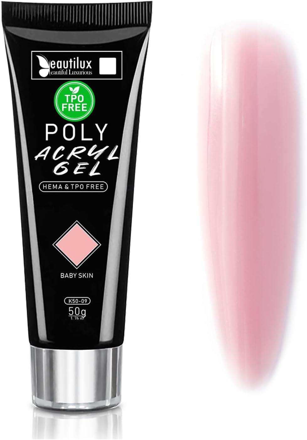 Beautilux Acrylic Gel for Nails - Pink, Long Lasting Nail Art, Quick Extension, Natural Look, UV Gel for Starters - 50 Ml