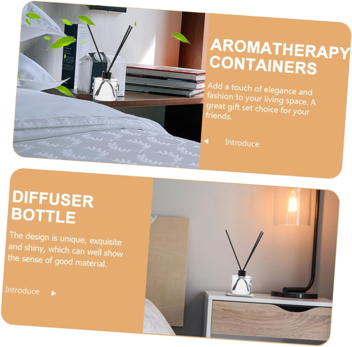 Alipis 50Ml Square Glass Perfume Diffuser Bottle Set Black 16Cm Reeds, Refillable Essential Oil Aromatherapy Diffuser for Home and Desktop Decoration image number 1