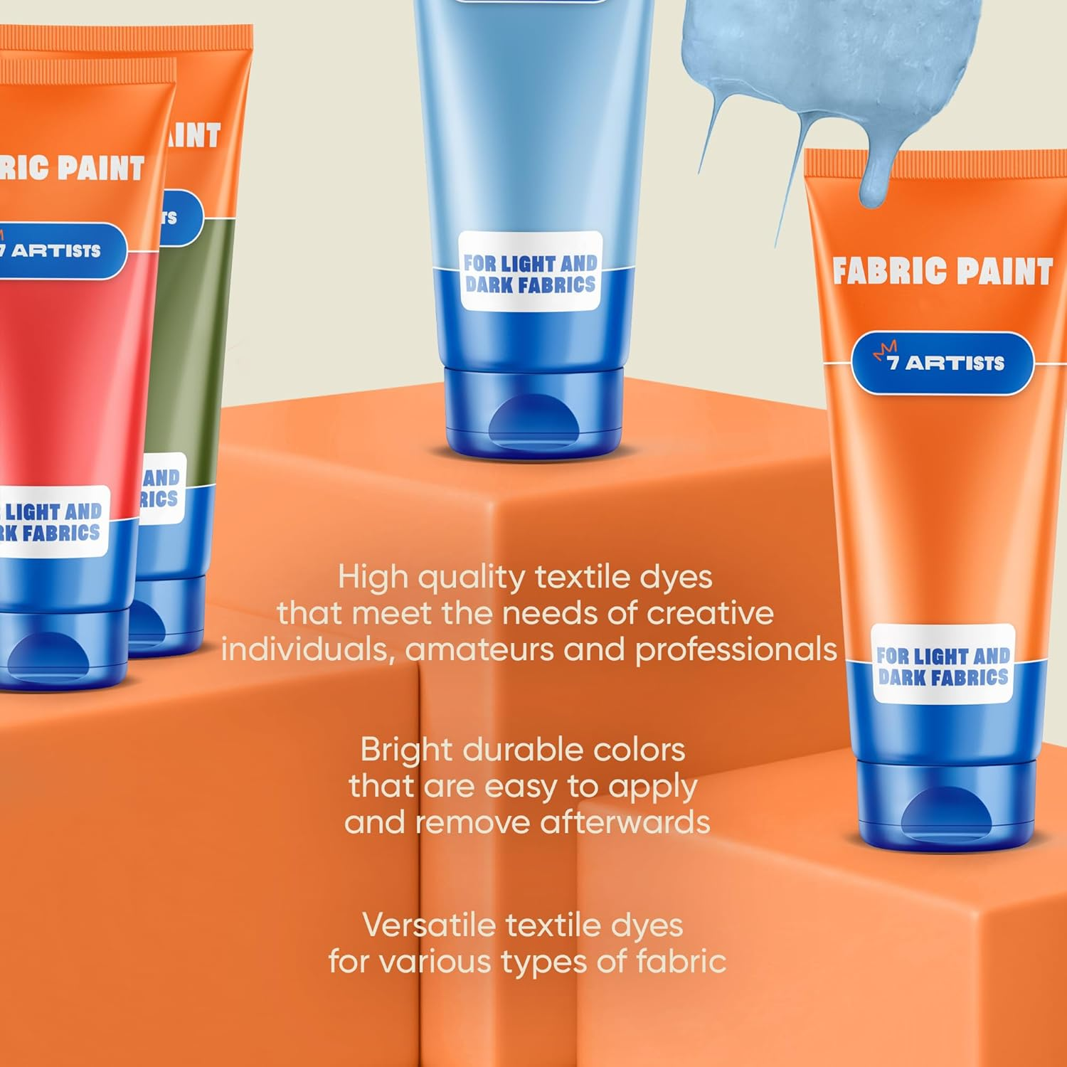 7 Artists Orange Fabric Paint 2 Fl. Oz &ndash; Fabric Paint Orange for Clothes Permanent | Textile Paint for Upholstery, Sneakers, Canvas Tote Bags, T-Shirt Painting | Pintura Para Ropa Y Zapatos image number 5