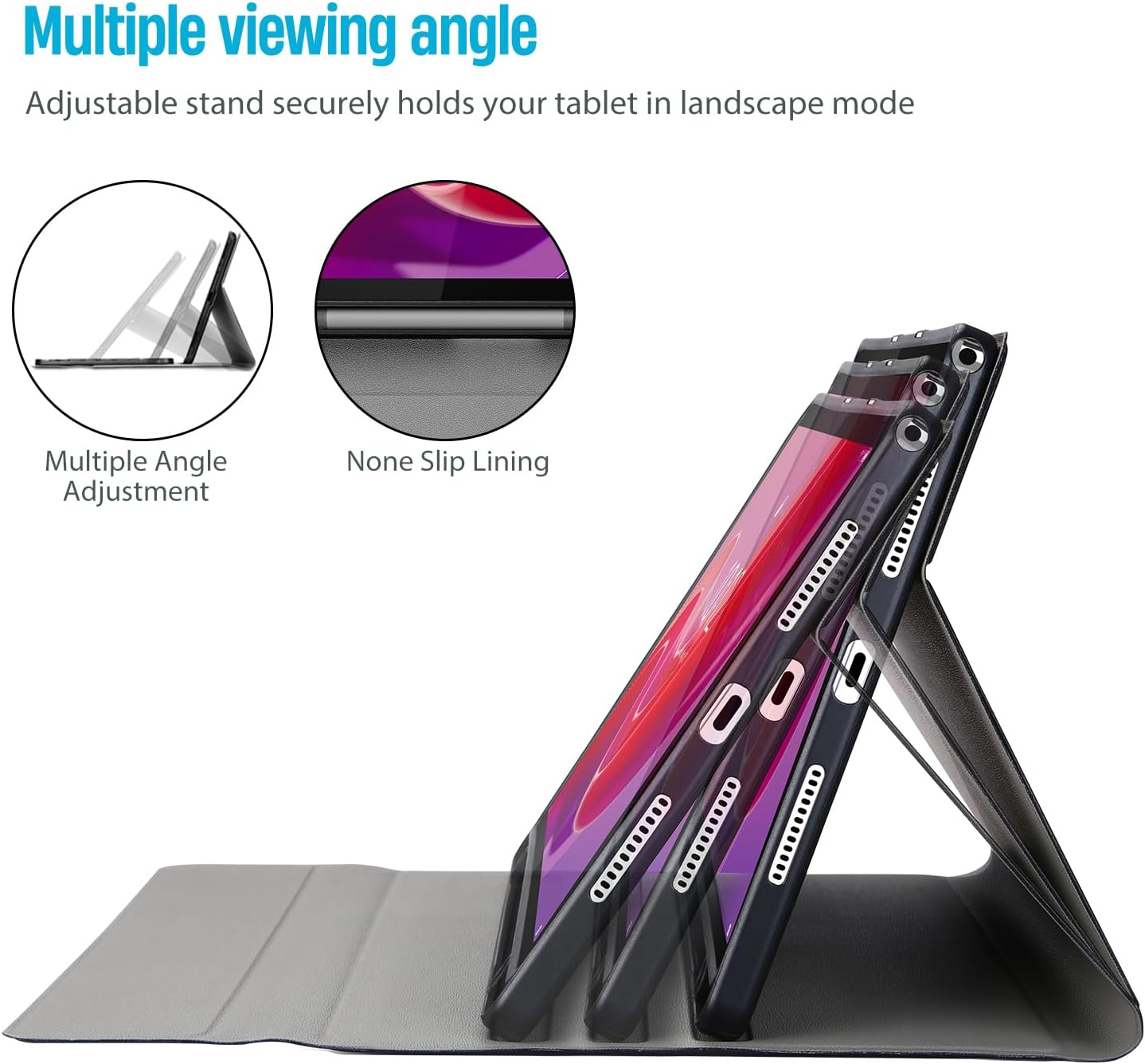 Procase Case with Keyboard for Lenovo Tab M11 / K11 LTE 11" 2024, PU Leather Case with Magnetically Detachable Wireless Keyboard for Lenovo M11 / Tab K11 LTE 11 Inch -Black image number 2