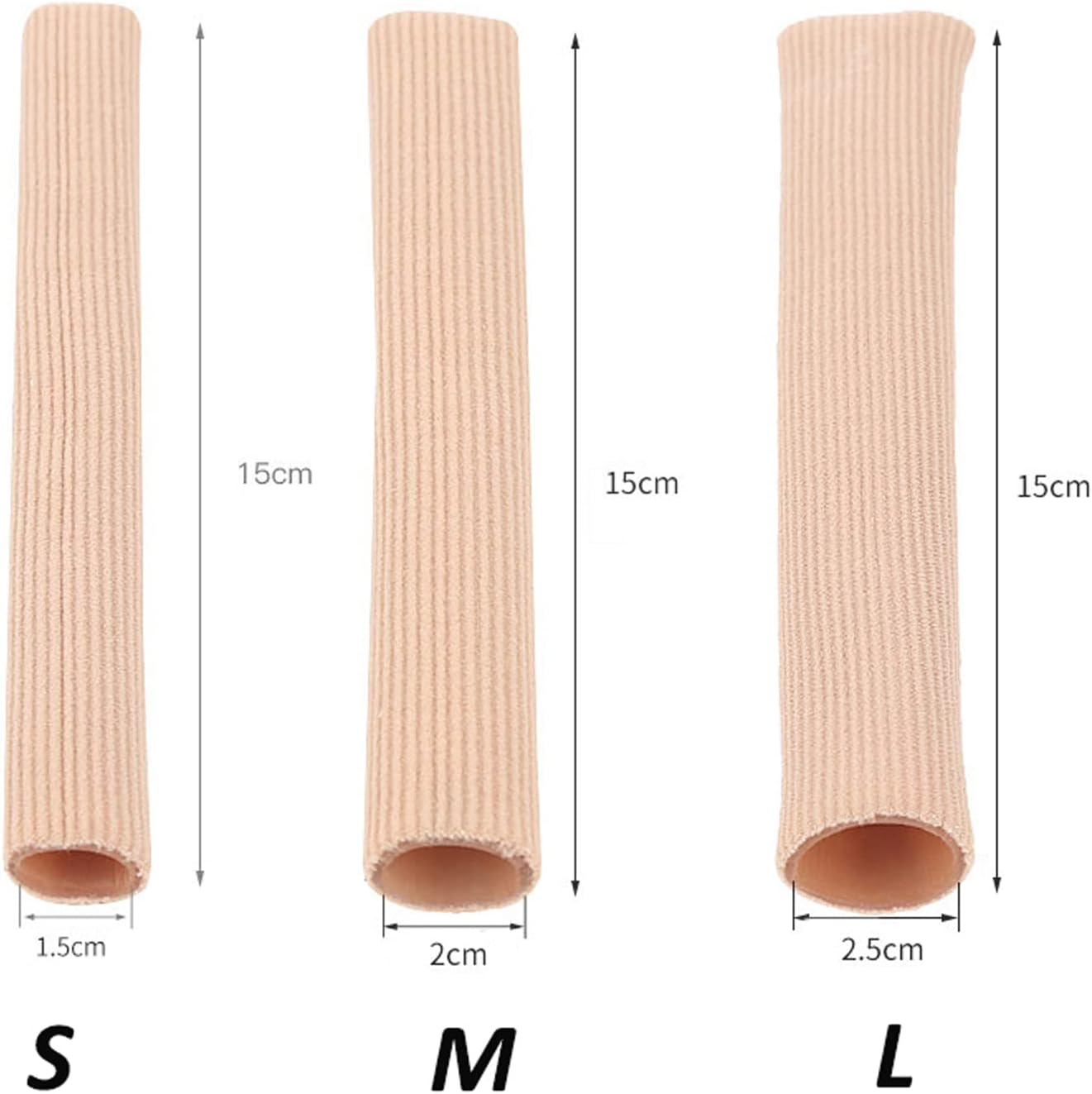 TRADERPLUS Toe Cushion Tube 5 Pack Cuttable Toe Tubes Sleeves Elastic Soft Gel Corn Pad Protectors Relief Toe Pressure Pain, Corn and Calluses Remover, 3 Different Size image number 2
