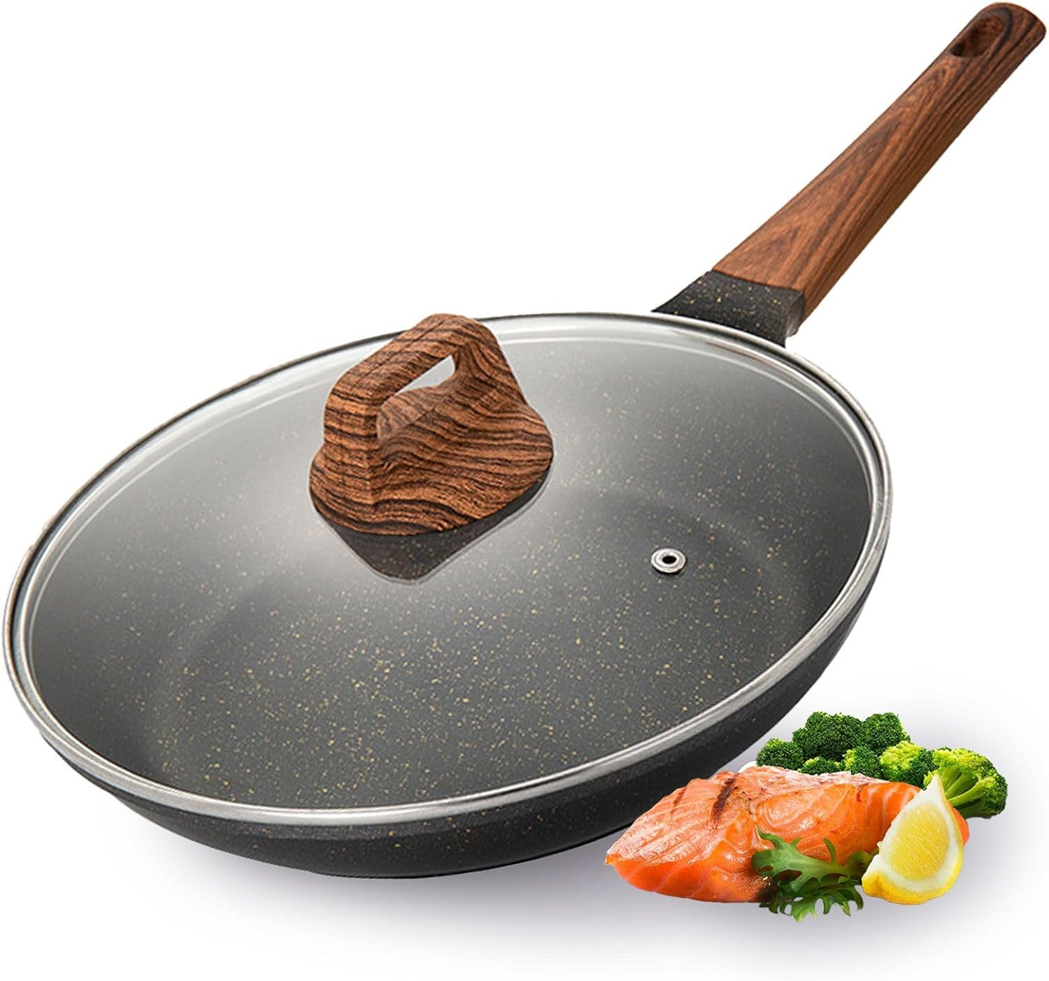 Oolong Nonstick Frying Pan Skillet with Lid,Long Handle,11 Inch Saute Pan,Non Stick Wok Pan with Lid,Kitchen Cooking Pans Compatible with All Stovetops,Pfoa Free image number 3