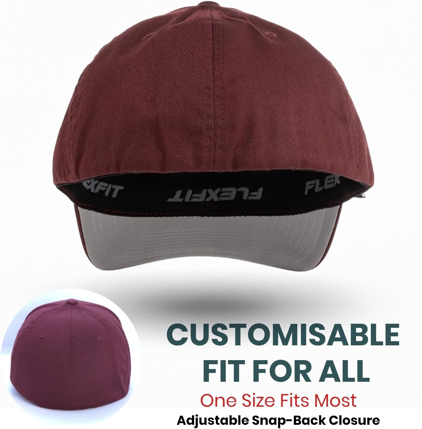 QLD Supporters Cap, Flexfit 6277 Wooly Combed Baseball Cap, Acrylic-Wool, Flexfit Technology, 6-Panel, Silver Undervisor, Stretch Fitted, Premium Mid-Profile, Maroon image number 6