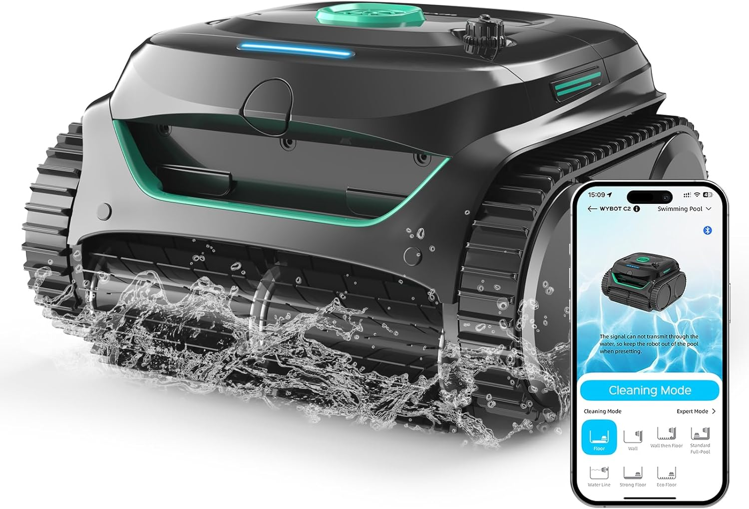 (2025 New) WYBOT C2 Robotic Pool Cleaner with App Control, Wall & Waterline Cleaning, Double Filtration, 180Mins Runtime, Smart Navigation, Ideal for Inground Pools up to 200㎡ image number 5