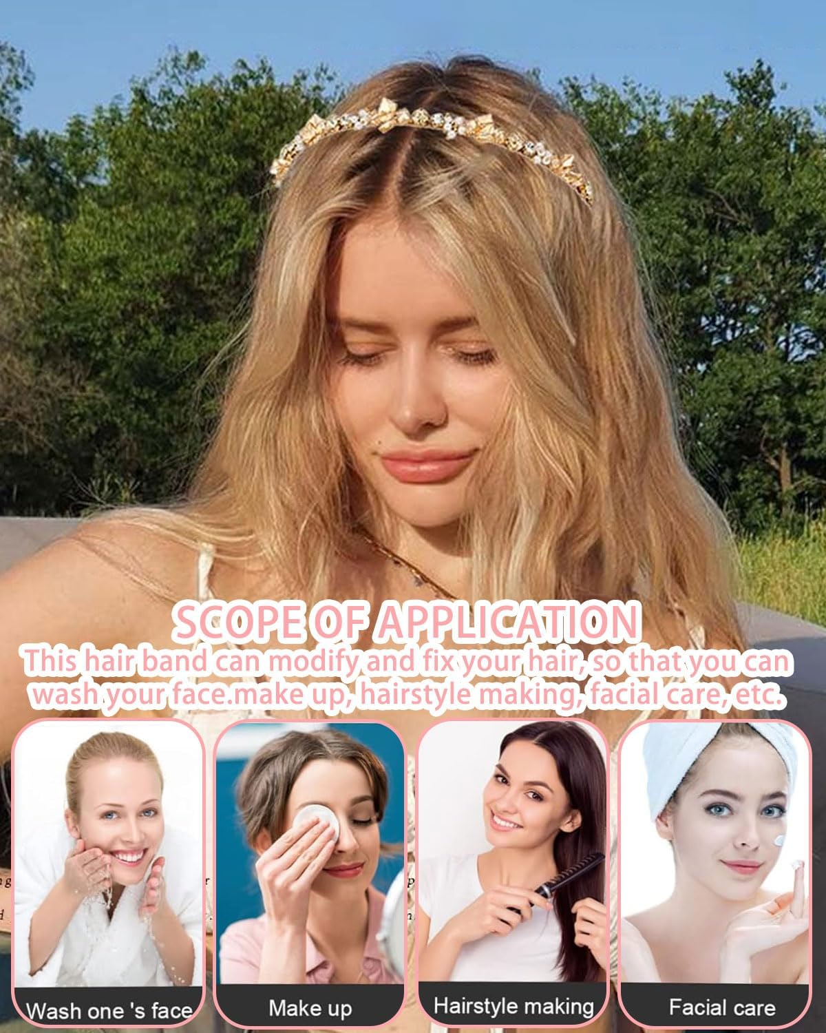 IPNSDON 1 X Women Rhinestone Headband, Bridal Headband, Retro Crystal Headband, Sequin and Pearl Headband for Parties, Weddings and Dates image number 5