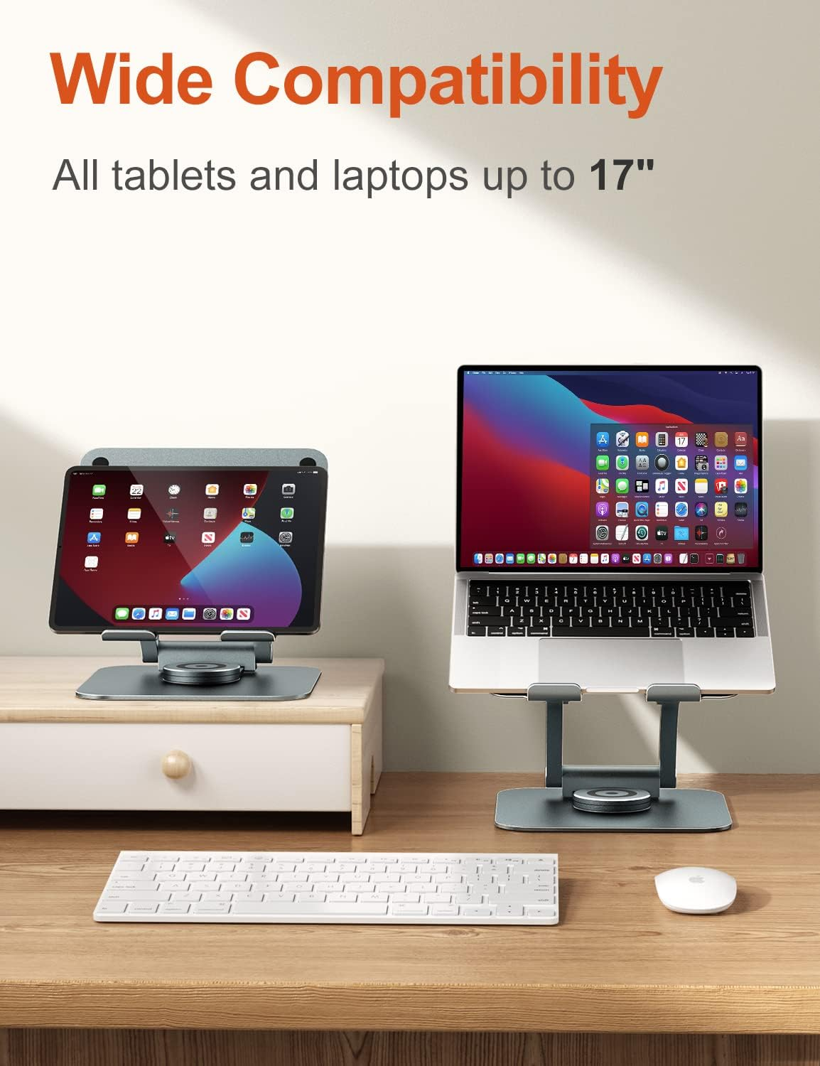 Tounee Swivel Laptop Stand for Desk, Adjustable Computer Stand Laptop Holder with 360&deg; Rotating Base, Ergonomic Laptop Riser Compatible with Air, Pro, All Laptop 10-16" image number 4