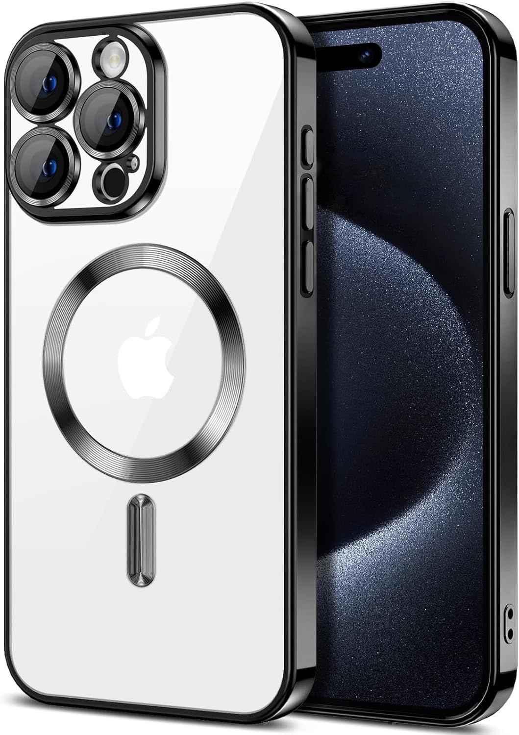 COVRELLA Iphone 16 Pro Max Case Gold, Magnetic & Transparent - Mobile Phone Case with Camera Protection & Lens Protection - Compatible with Magsafe - Shockproof & Scratch Resistant