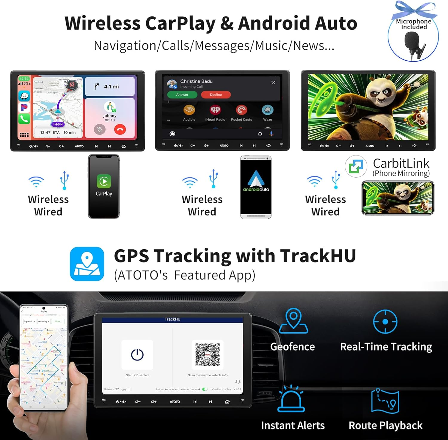 ATOTO S8 UN 9" QLED Android Double Din Car Stereo, 6+128GB, Built-In 4G/Wifi, Dual Bluetooth W/Aptx HD, Wireless Carplay & Android Auto, DSP&4 * 49W Amp, SCVC&LRV, GPS Tracking, S8G2099UN image number 1