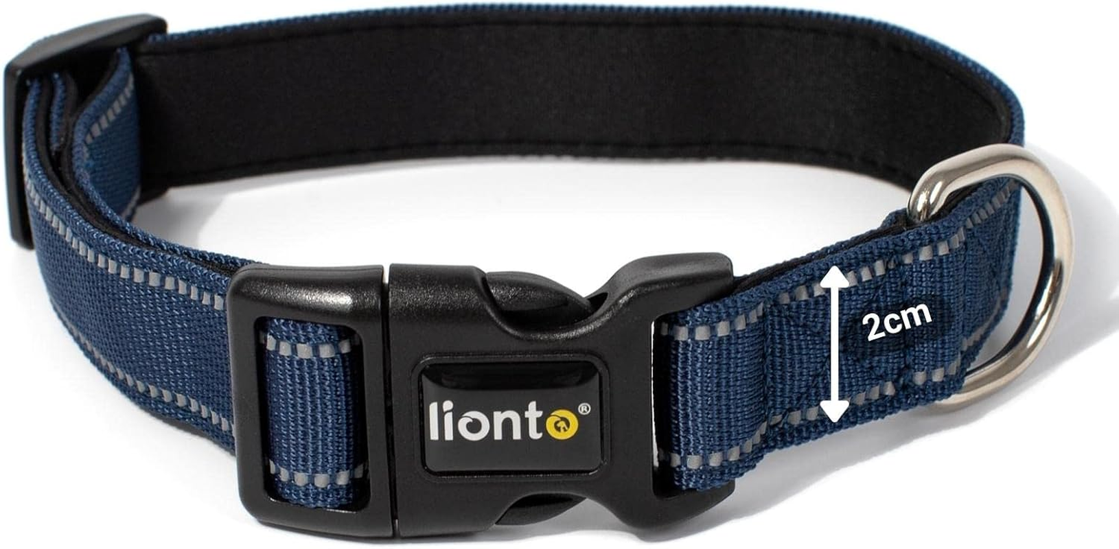 Lionto Padded Dog Collar Nylon Reflective Waterproof Adjustable Size S Blue image number 3