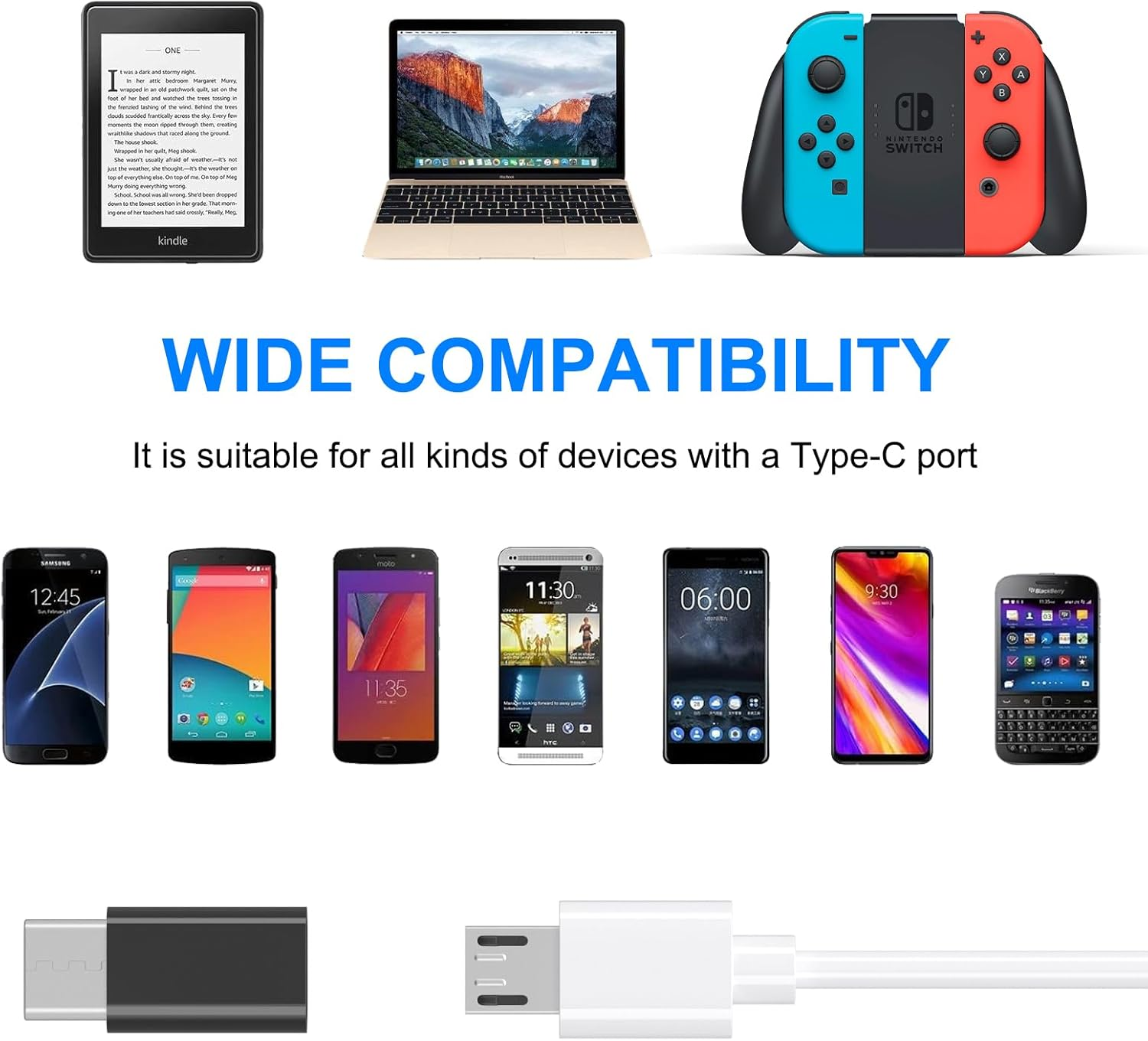 USB C to Micro USB Adapter 4 Pack, Type C Female to Micro USB Male Charger Converter Connector Compatible with Samsung Galaxy S7 Edge S6 S4, LG Nexus 5 4, Motorola Moto G6 Play Smartphone, Tablet