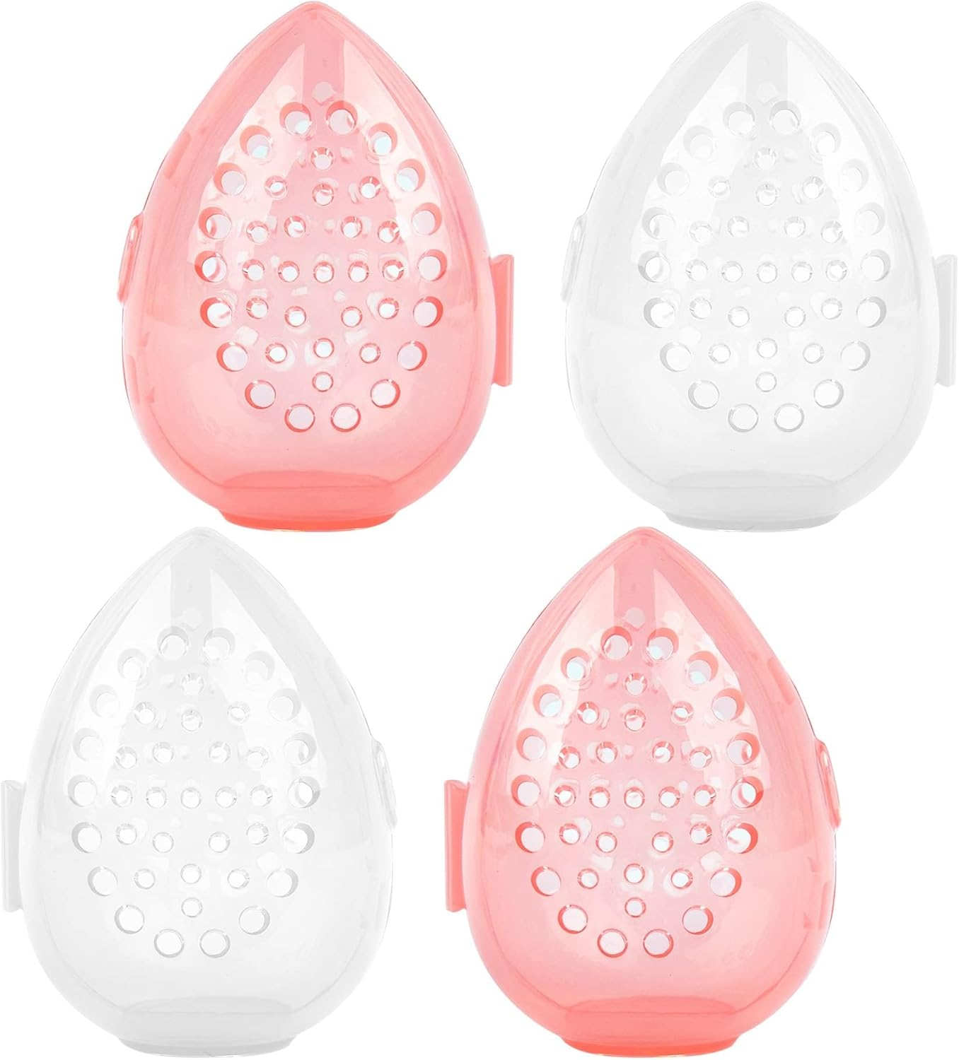 Framendino, 4 Pack Beauty Blender Sponge Container Breathable Makeup Case Clear Pink
