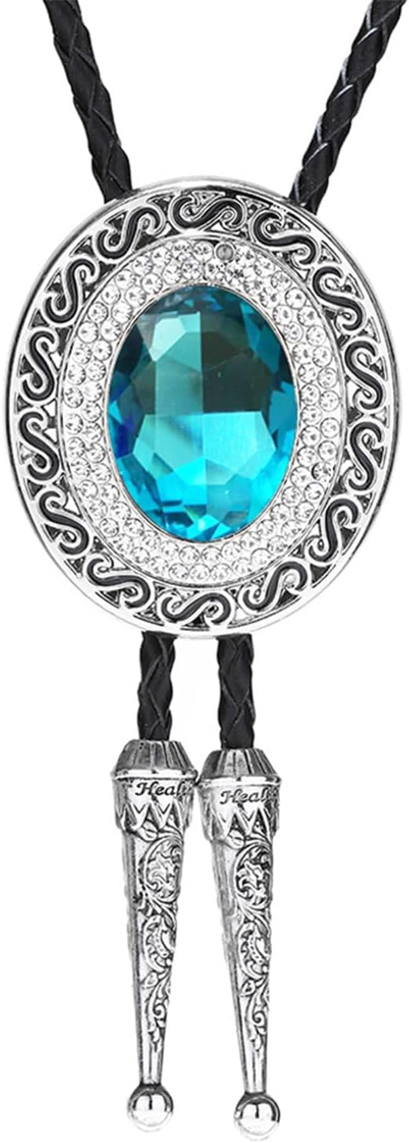 Doitby Western Bolo Tie Cowboy Bolo Ties Rhinestone Necklace Bola Tie for Men Women