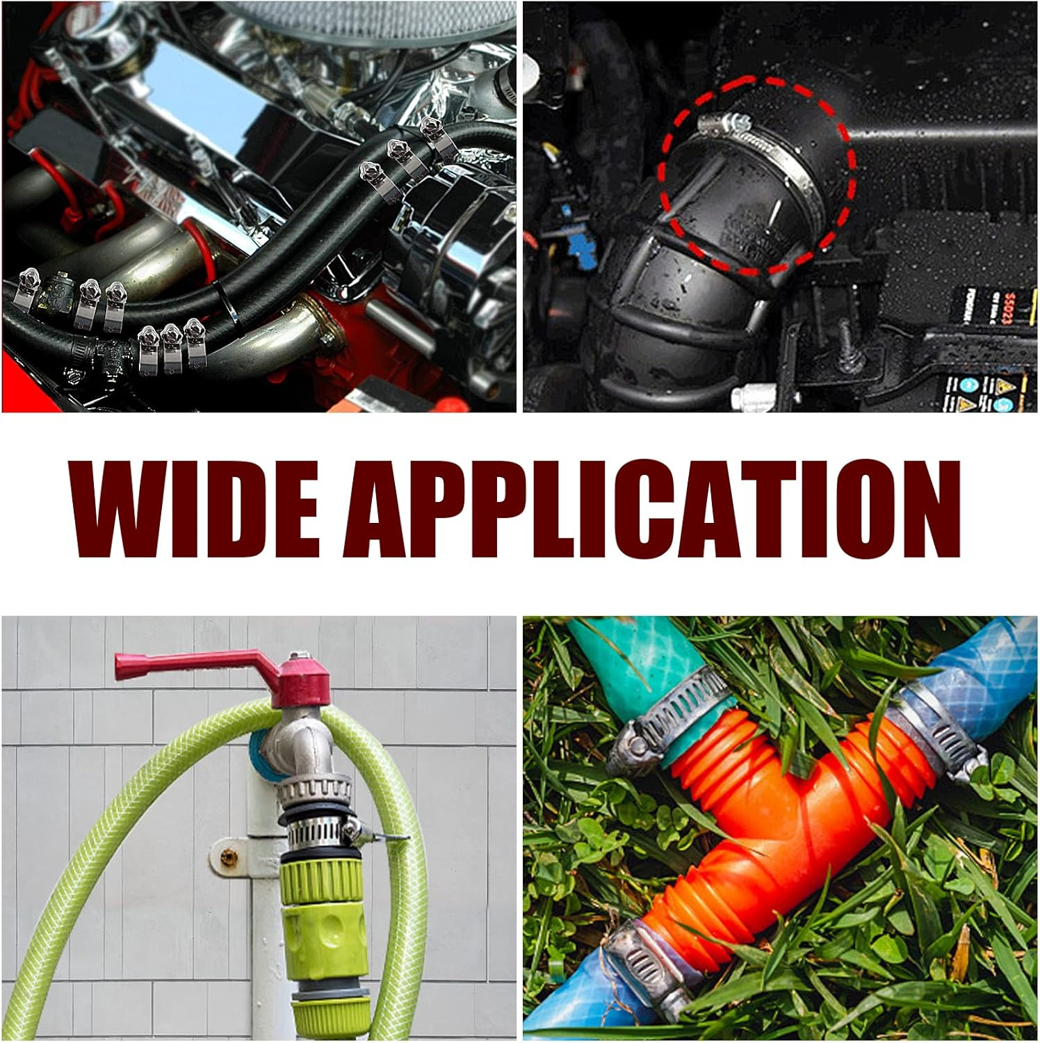 Auvotuis 25 Pack Stainless Steel Hose Clamp Adjustable 1/2" - 3/4" (13-19Mm) Worm Gear Hose Clamp, Stainless Steel Fuel Line Pipe Clamp for Plumbing, Automotive and Mechanical Application image number 2