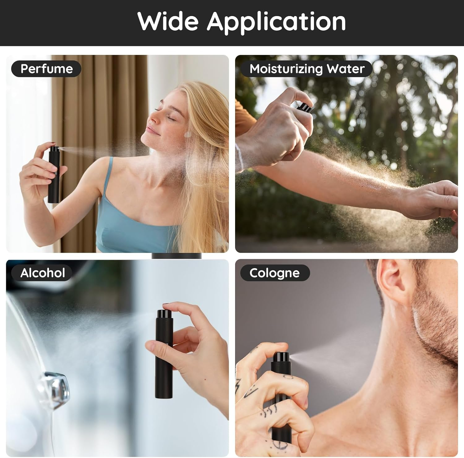 Segbeauty Perfume Atomiser, Pack of 5 Travel Perfume Refillable Bottle, Scent Pump Case 10Ml Perfume Spray Bottle, Portable Small Travel Atomizer for Men (Black) image number 5